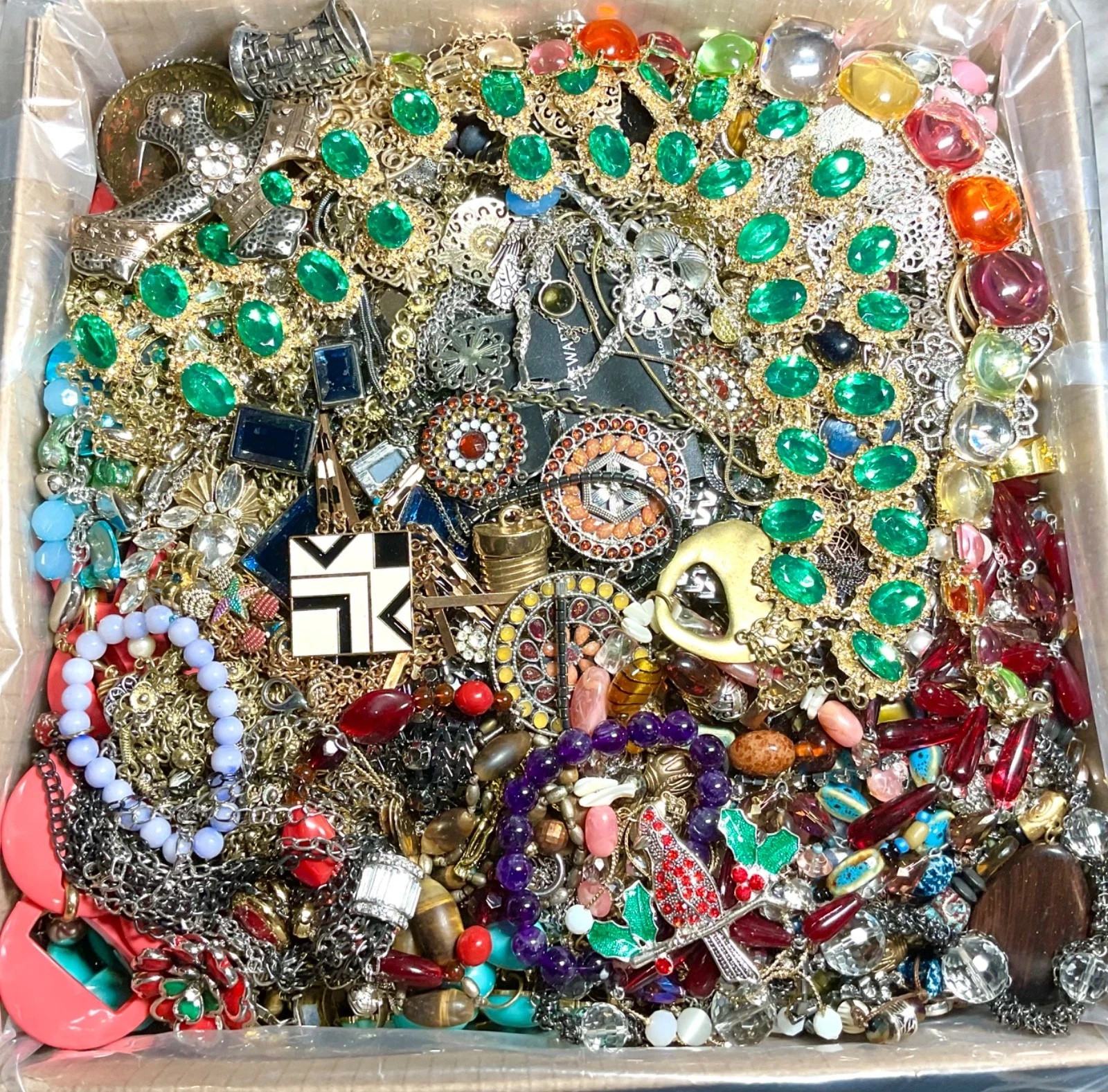 HUGE 20 Pounds Untested Jewelry Lot Vintage Mod Junk Craft & Good Resell Mix In