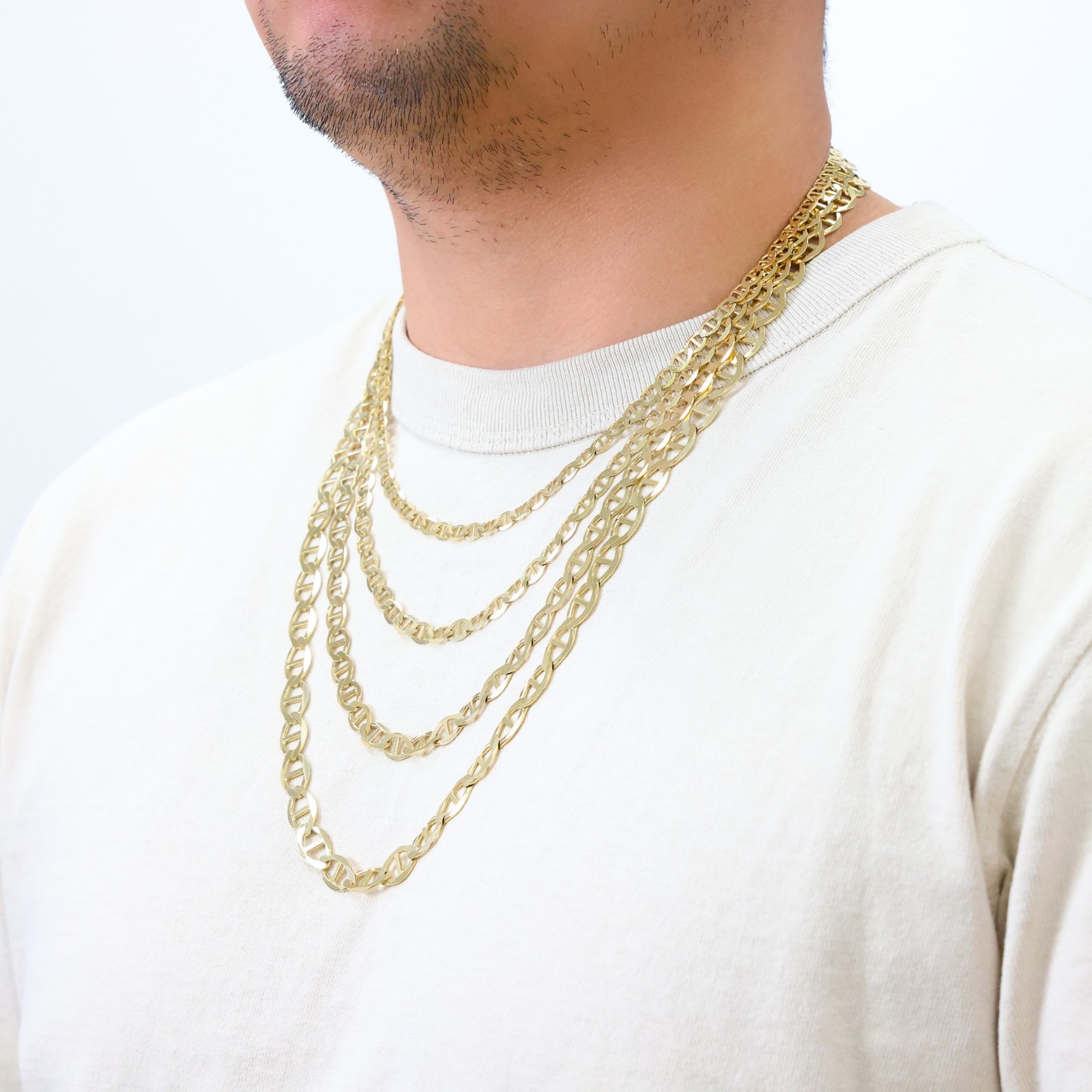 10K Yellow Gold Solid 2mm-9mm Mariner Anchor Link Chain Necklace Bracelet 7″-30″