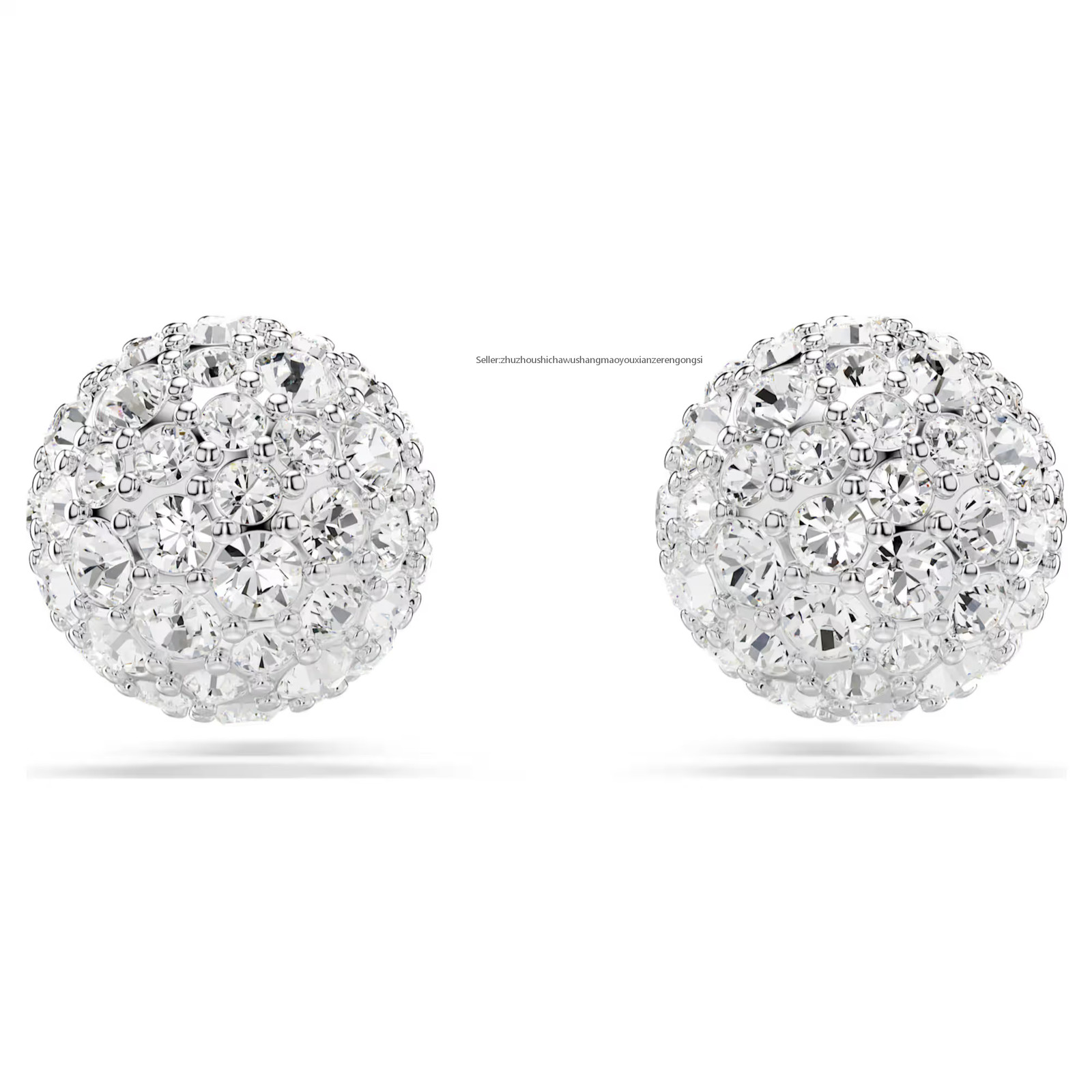 Dextera White Rhodium Plated Stud Earrings Round Cut New