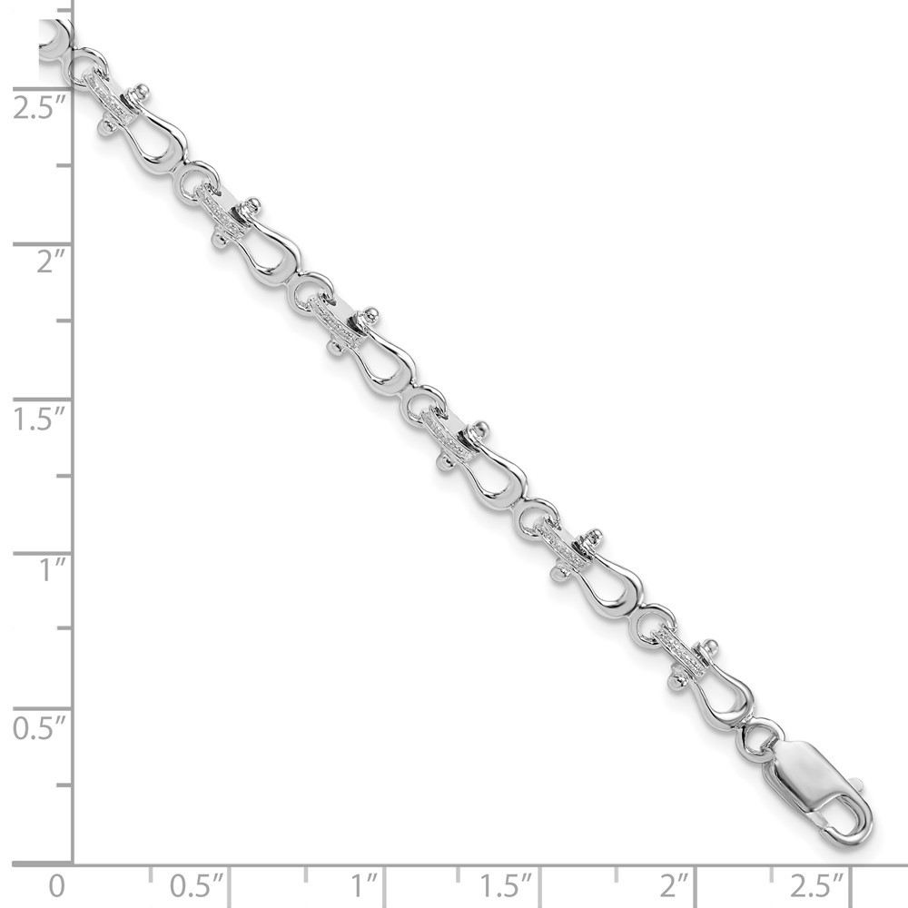 Sterling Silver Rhodium-plated Polished Mariners Shackle Link Bracelet 7.75″