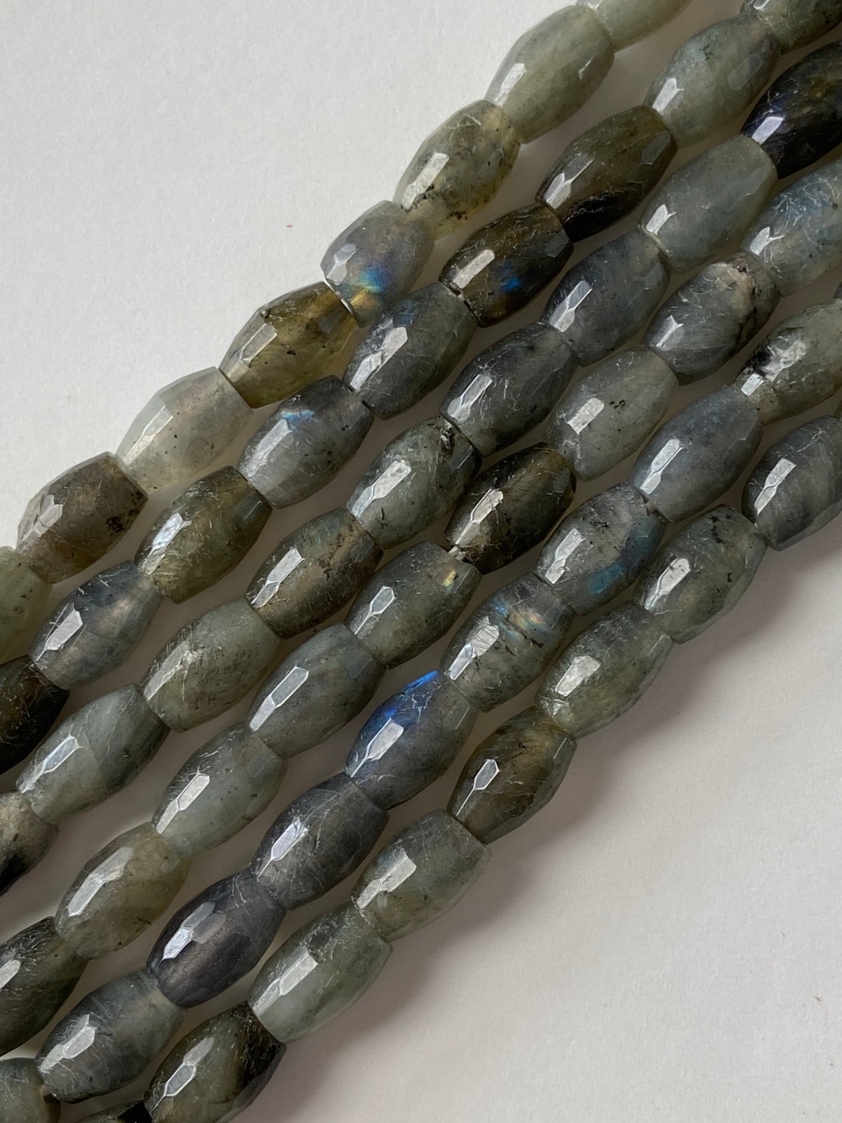 15.5″ Blue Labradorite Faceted Barrel 6x9mm Semi-Precious Gemstone Beads 43pcs