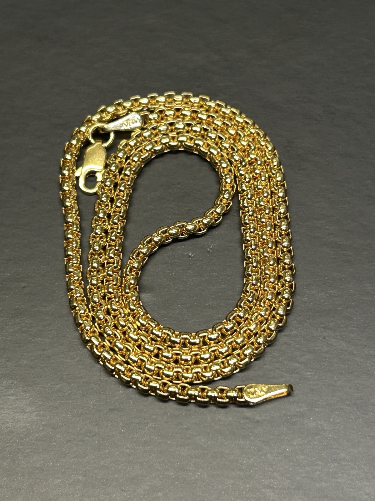 19” Gold Plated Rounded Box Link Chain Necklace 3.0mm Heavy Luxury Style 15g