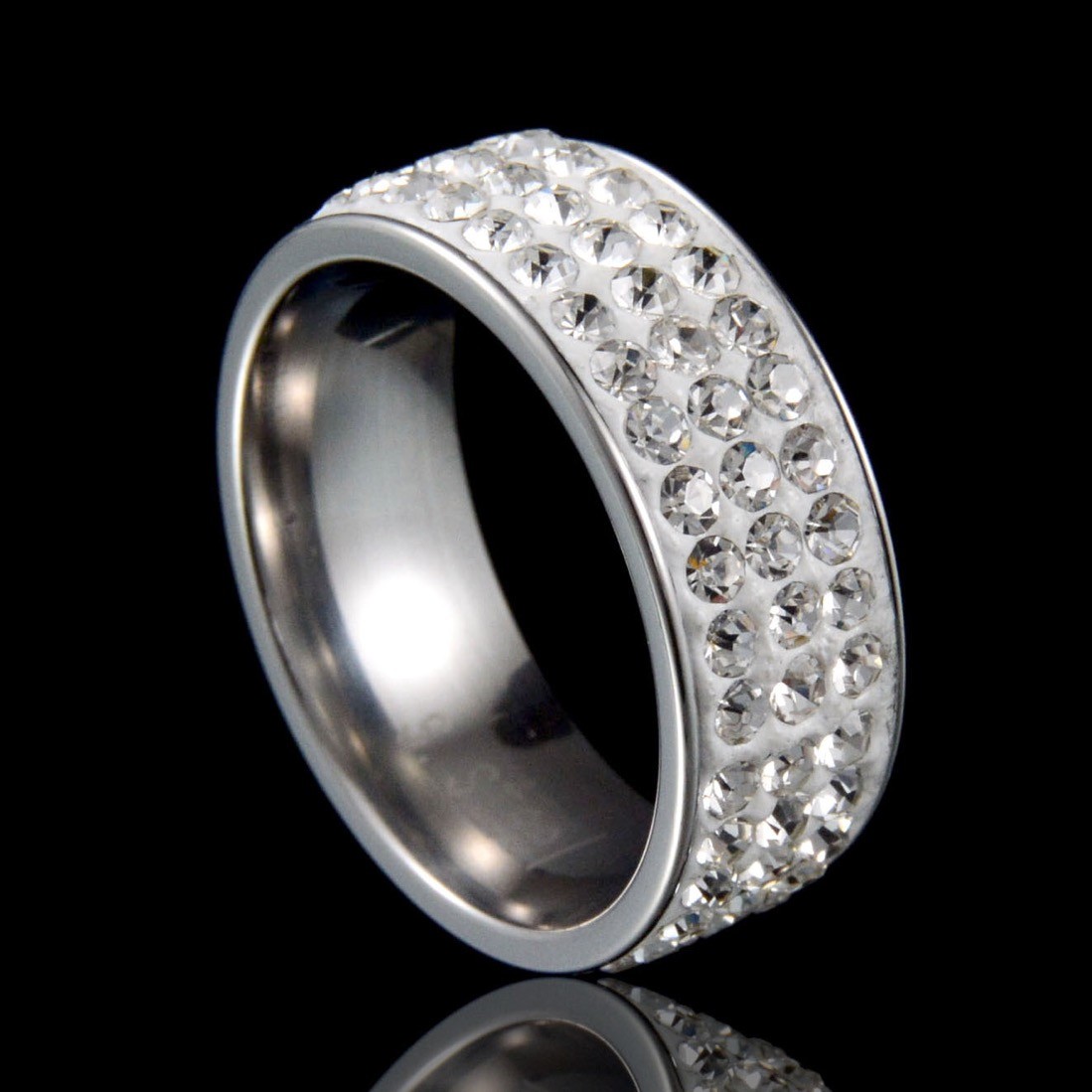 Unisex CZ Stainless Steel Ring Men/Women’s Wedding Band Rings Gold Silver 8-10