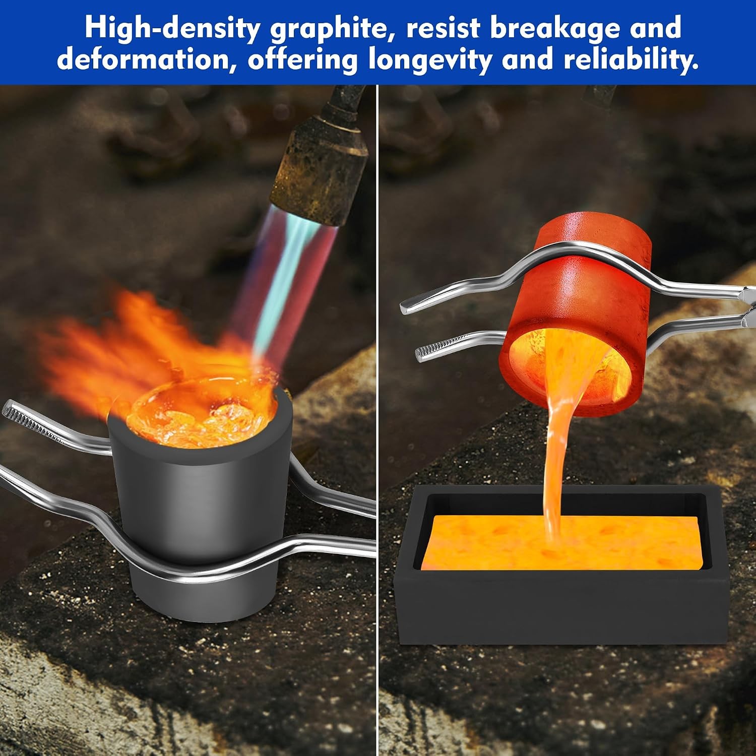 Graphite Torch Melting Casting Kit with Graphite Ingot Mould 2 Cru Graphite