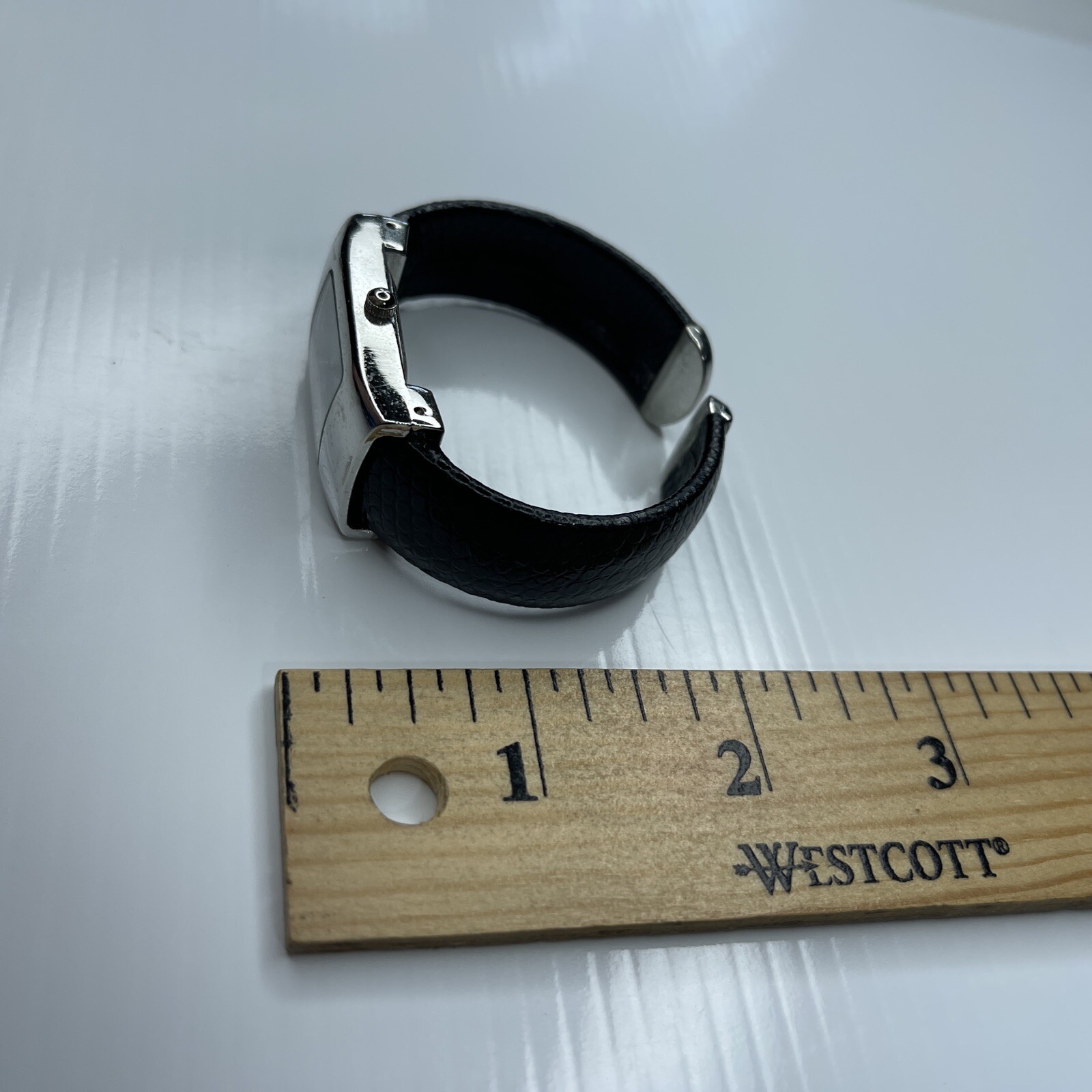 F Eikon Silver Black Leather Cuff Retro 1964LZ Singapore Watch Untested
