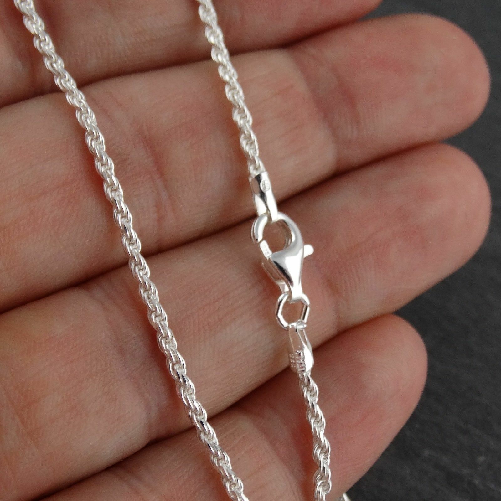 Sterling Silver Diamond-Cut ROPE Chain 1.6mm 035 Necklace 925 Italy 16″-30″ NEW