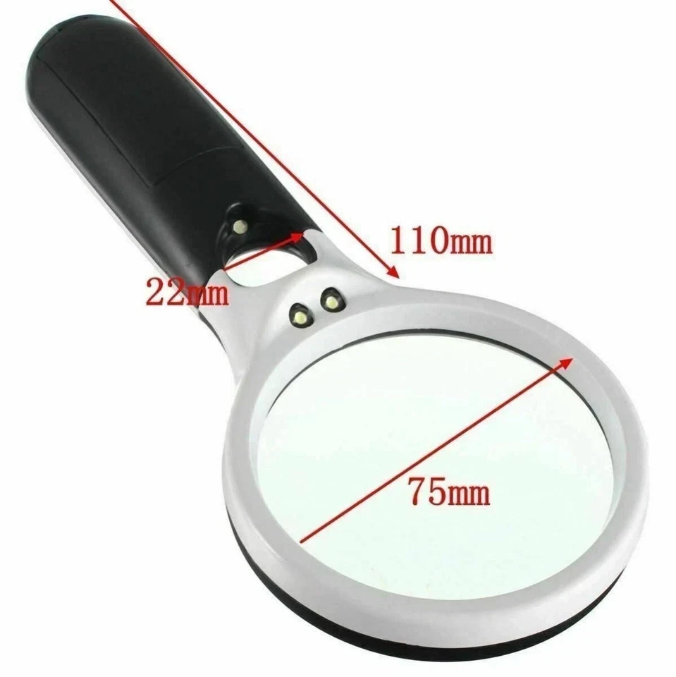 3 LED Light 45X Handheld Magnifier Reading Magnifying Glass Lens Jewelry Loupe