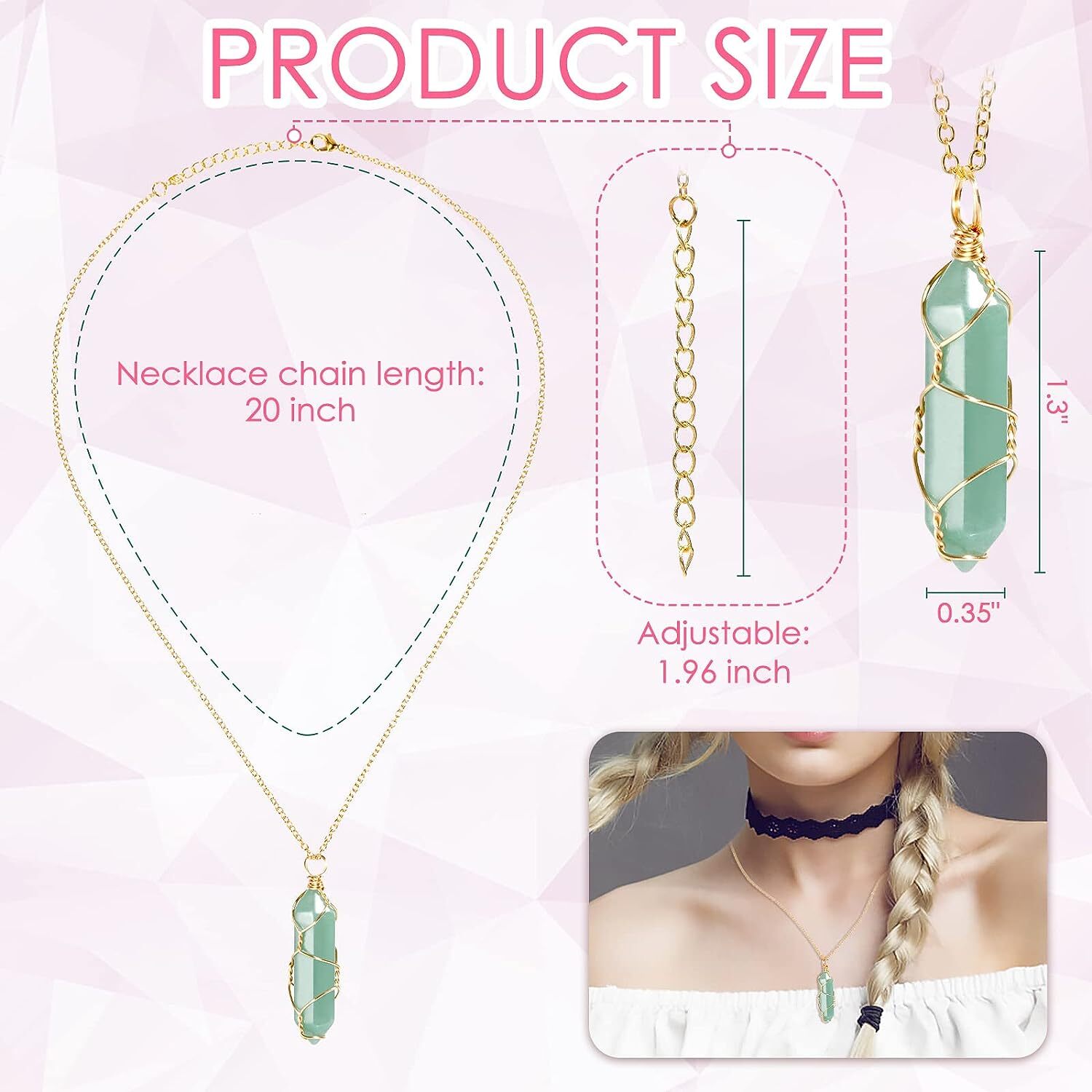 Chakra Crystal Hexagonal Pendants Natural Quartz Stone Healing Pendant Necklace