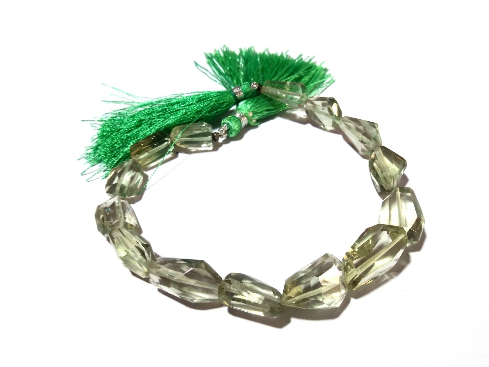 1 Strand Natural Green Amethyst Nuggets Step Cut Faceted 8×12-10x16mm Beads 7″