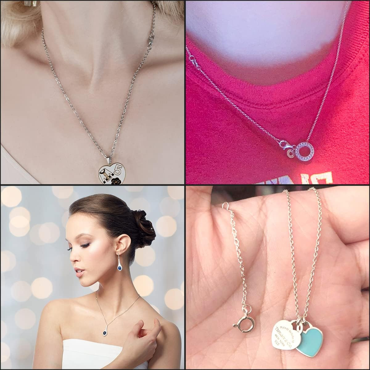 3 Pieces 925 Sterling Silver Necklace Extenders Necklace Extension Chain for Wom