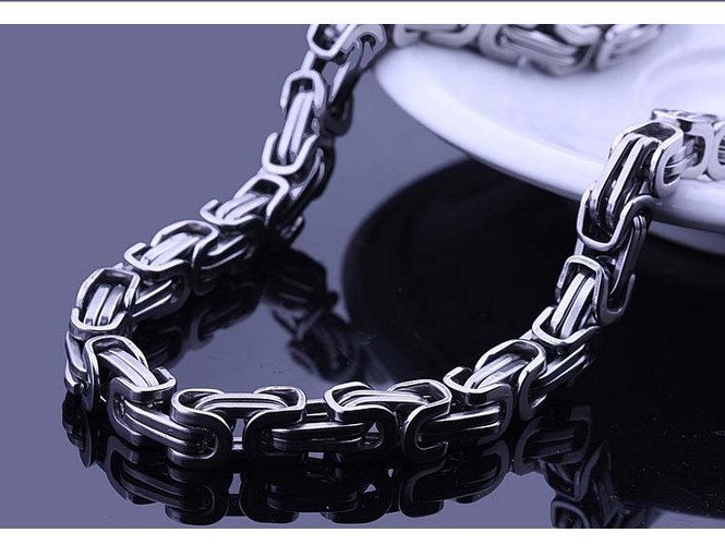 8MM Men Boy Chain Byzantine Box Link Silver Gold Stainless Steel Necklace 20″ ST