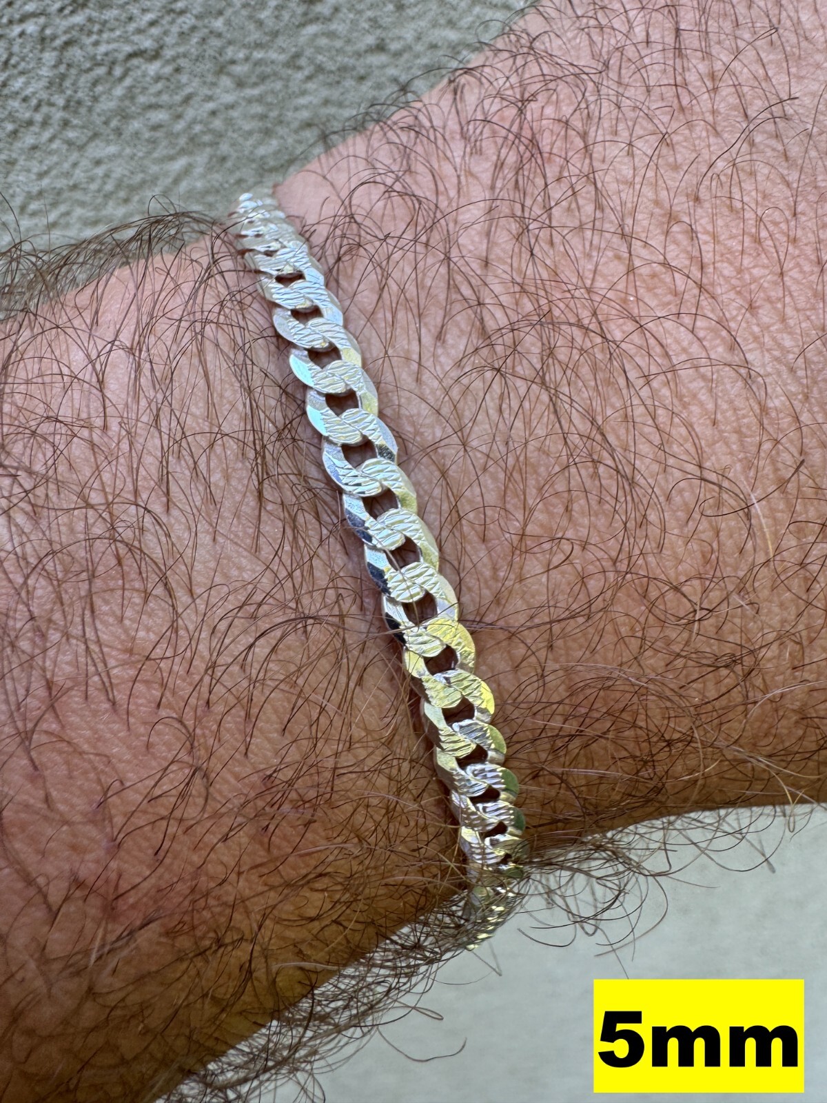 Real Solid 925 Silver Flat Diamond Cut Curb Cuban Link Bracelet 4-8mm