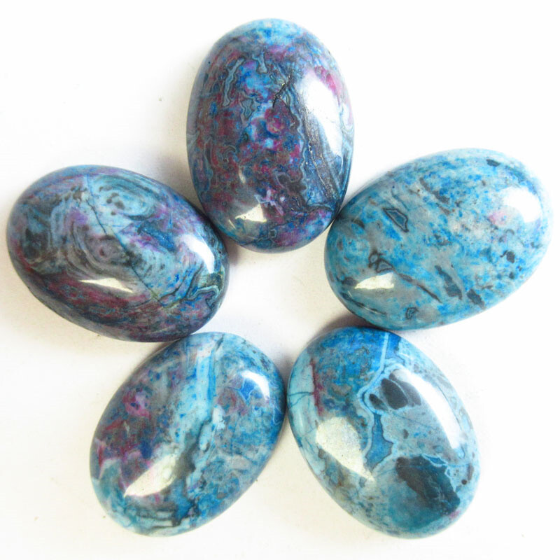 5Pcs 25x18x7mm Blue Crazy Lace Agate Oval Cab Cabochon B41962