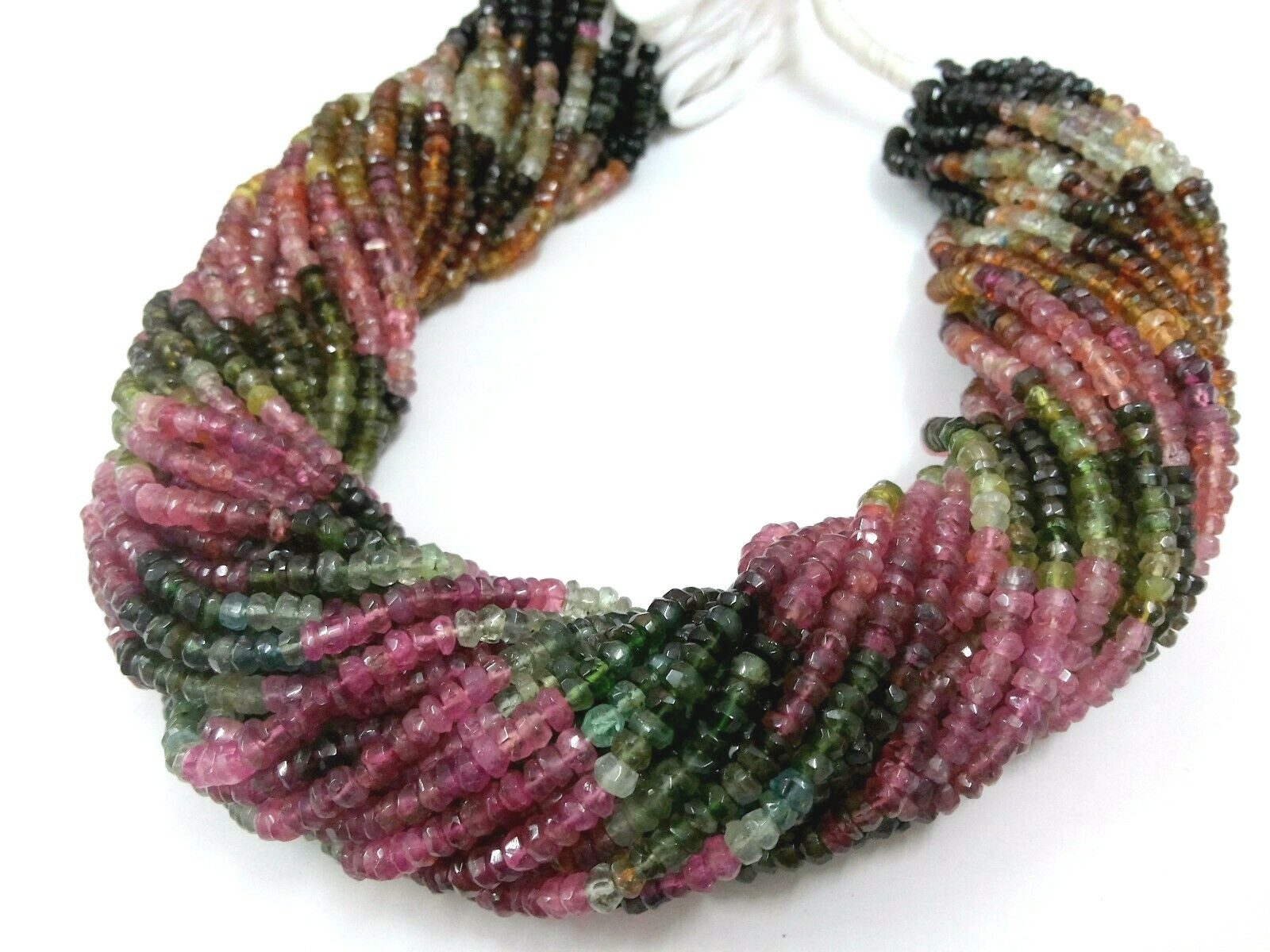 10 Strand Multi Tourmaline Rondelle Faceted 3-3.5mm Gemstone Loose Beads 12″inch