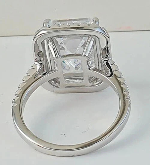 4.10 Ct Emerald Cut White Moissanite Engagement Wedding Ring 925 Sterling Silver