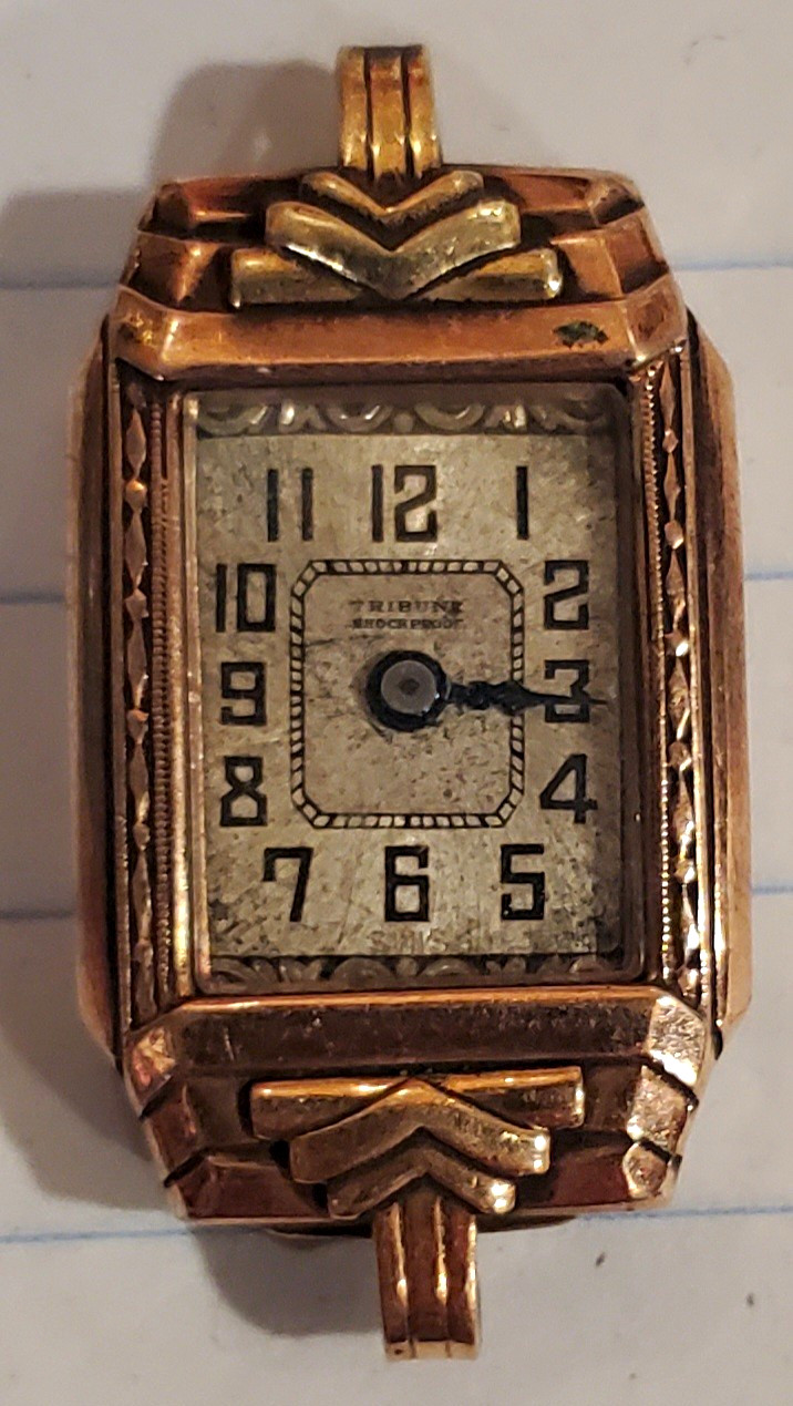 Tribune Vintage 6 Jewel Rectangular Mechanical Manual Wristwatch Parts Or Repair
