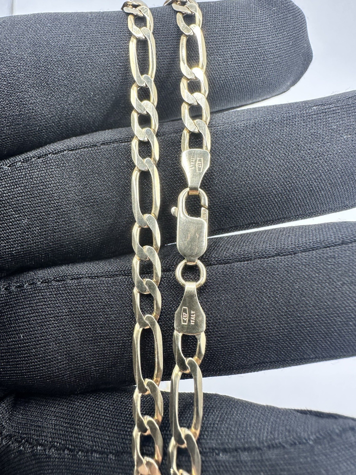 4.2mm Solid Figaro Link Chain Necklace 10k Italy Yellow Gold 10.6 Grams 23.5”