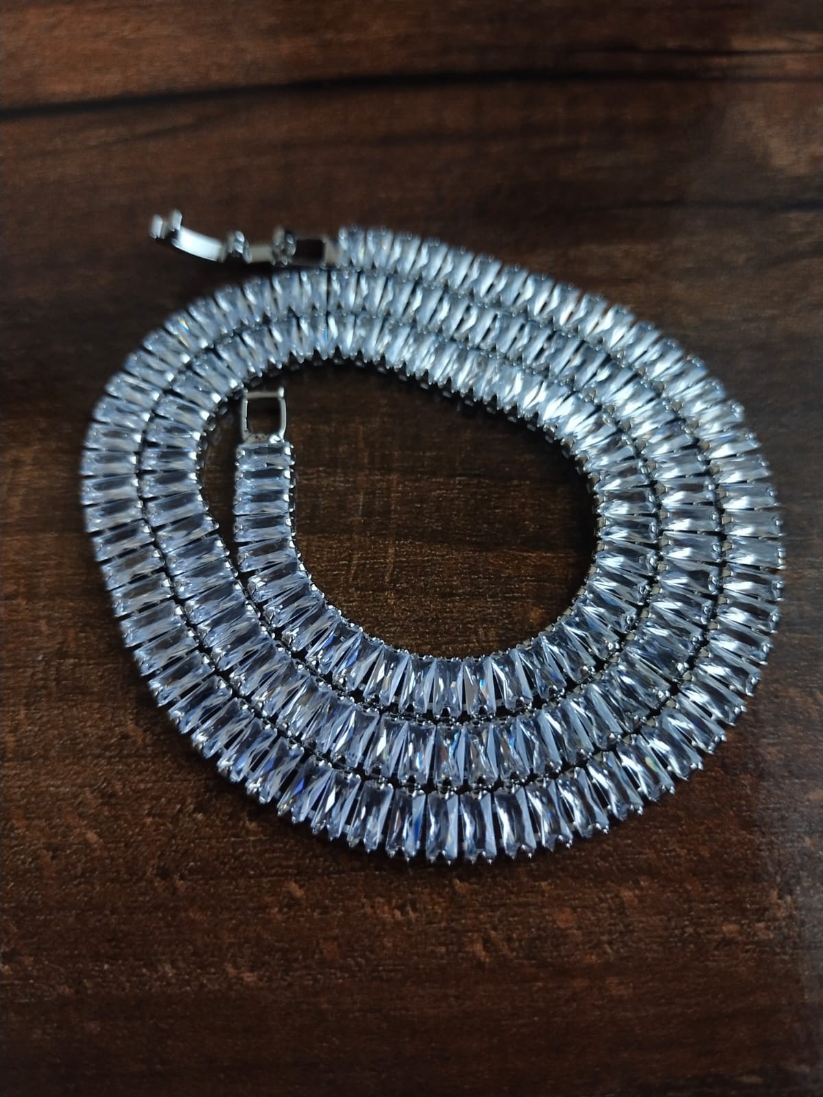 Wholesale Price Baguette Cut Tennis Necklace White Gold Plated Iced Out Chain