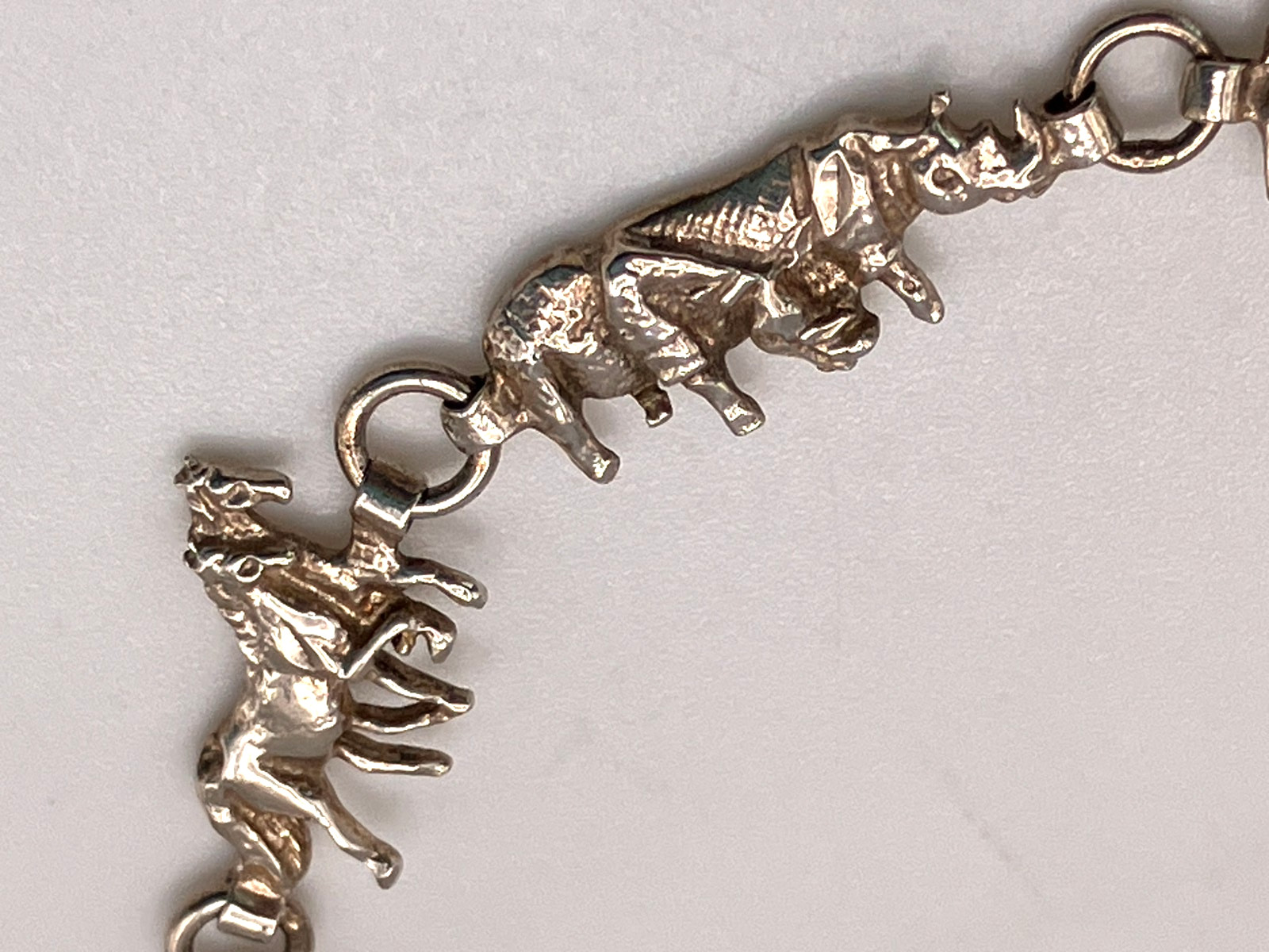 Signed SA Sterling Silver 925 Noahs Ark Bracelet with Ark and Animals 7.0”