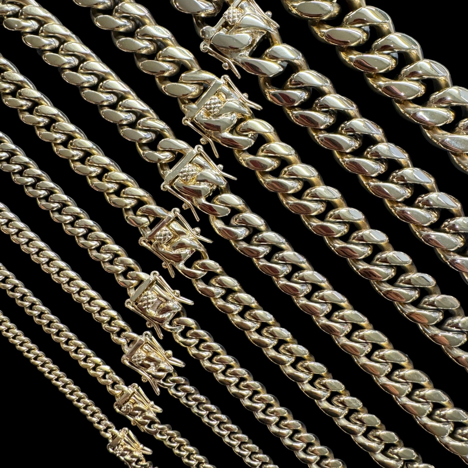 Miami Cuban Link Chain Necklace Bracelet 14k Gold Plated Stainless Steel 4-18mm