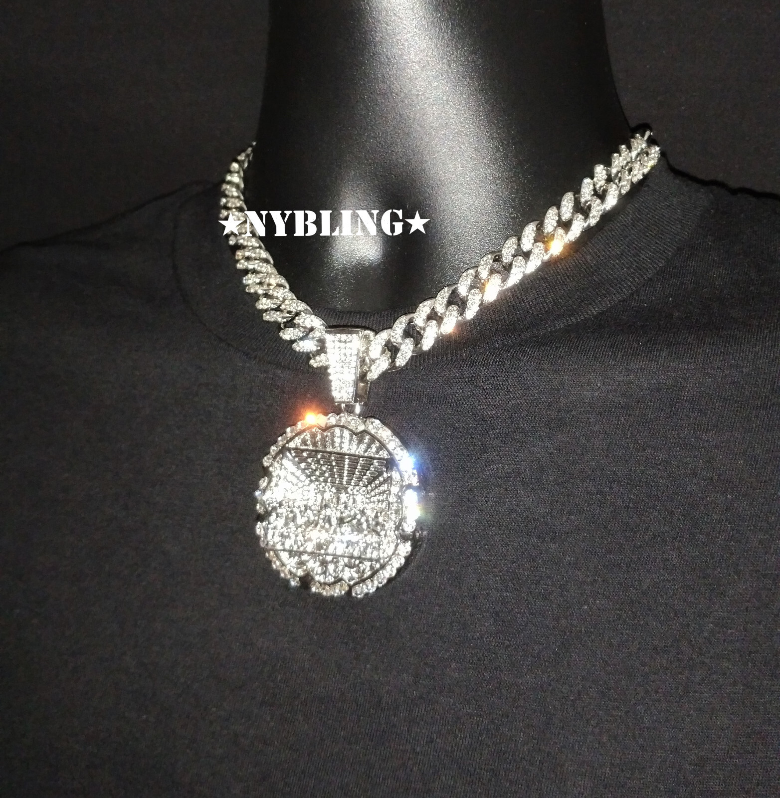 Iced 12MM Cuban Link Chain Necklace + XL Last Supper Pendant Plated CZ Jewelry