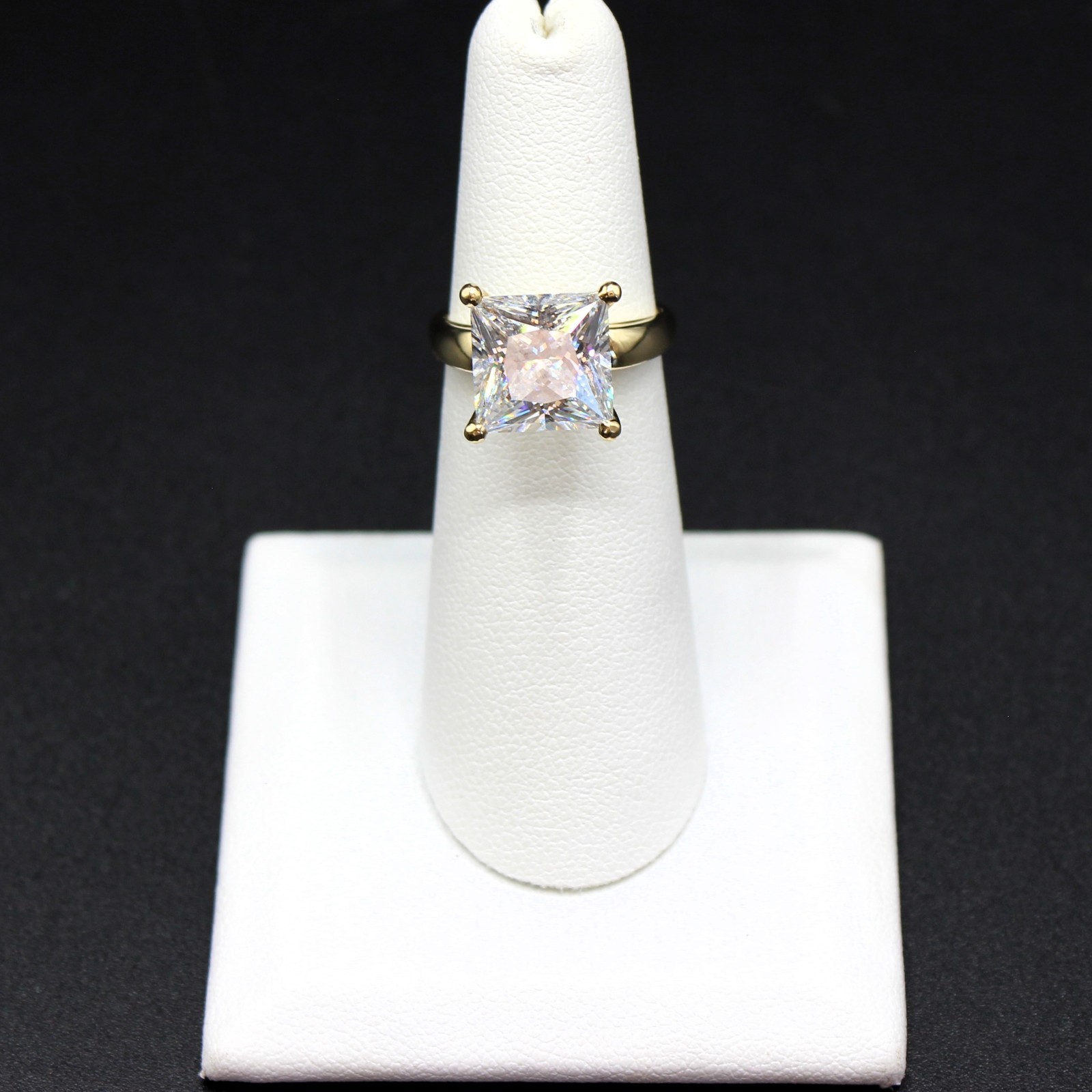4 Carat Diamond Ring Engagement REAL 14k 6.80gm Man Made Wedding Vacation Size 5
