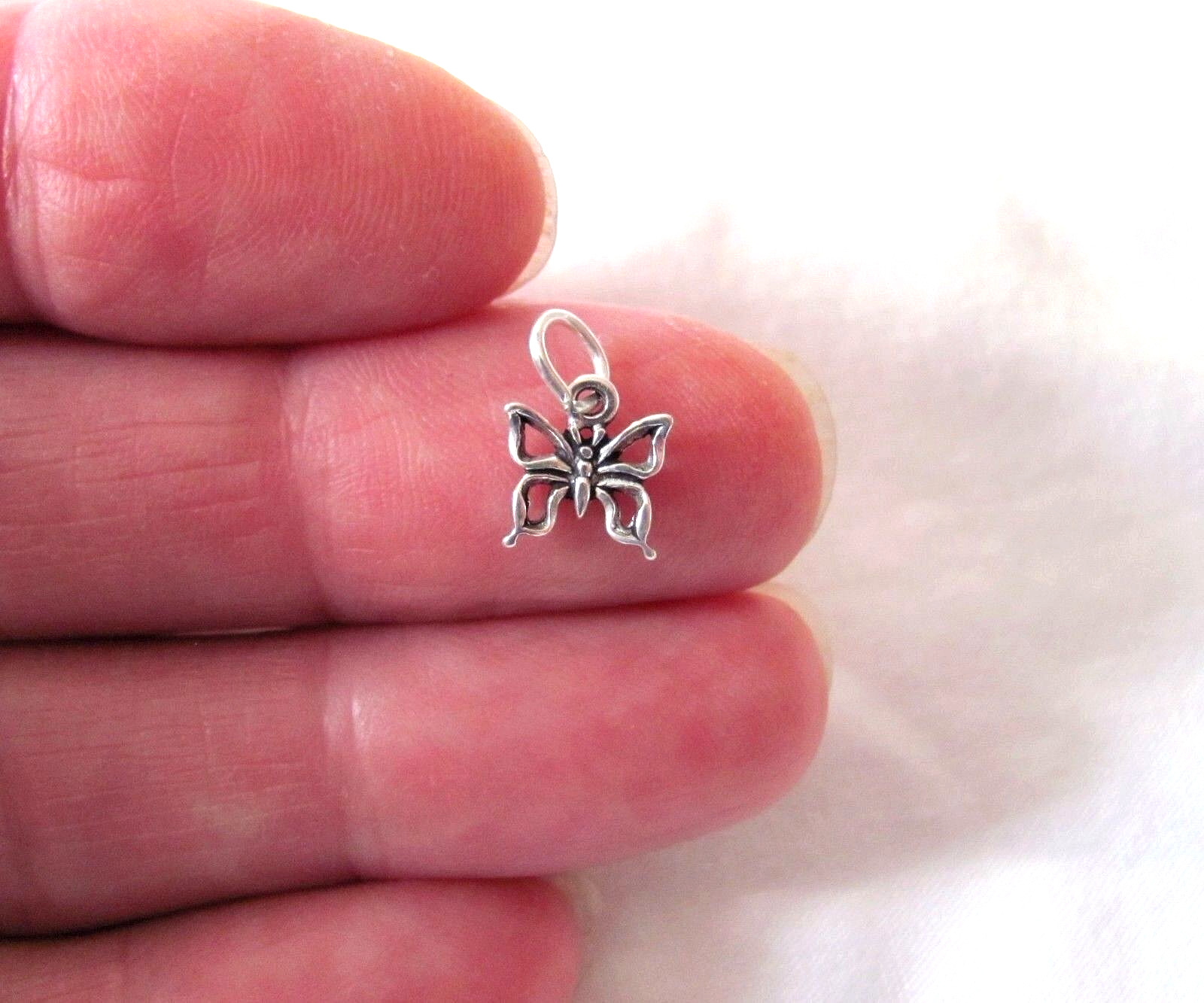 Very small Sterling Silver Butterfly mini tiny charm.