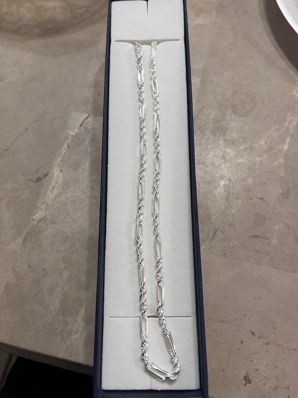 FigaRope Milano Chain Real Solid 925 Sterling Silver Necklace 4mm 20grams Italy