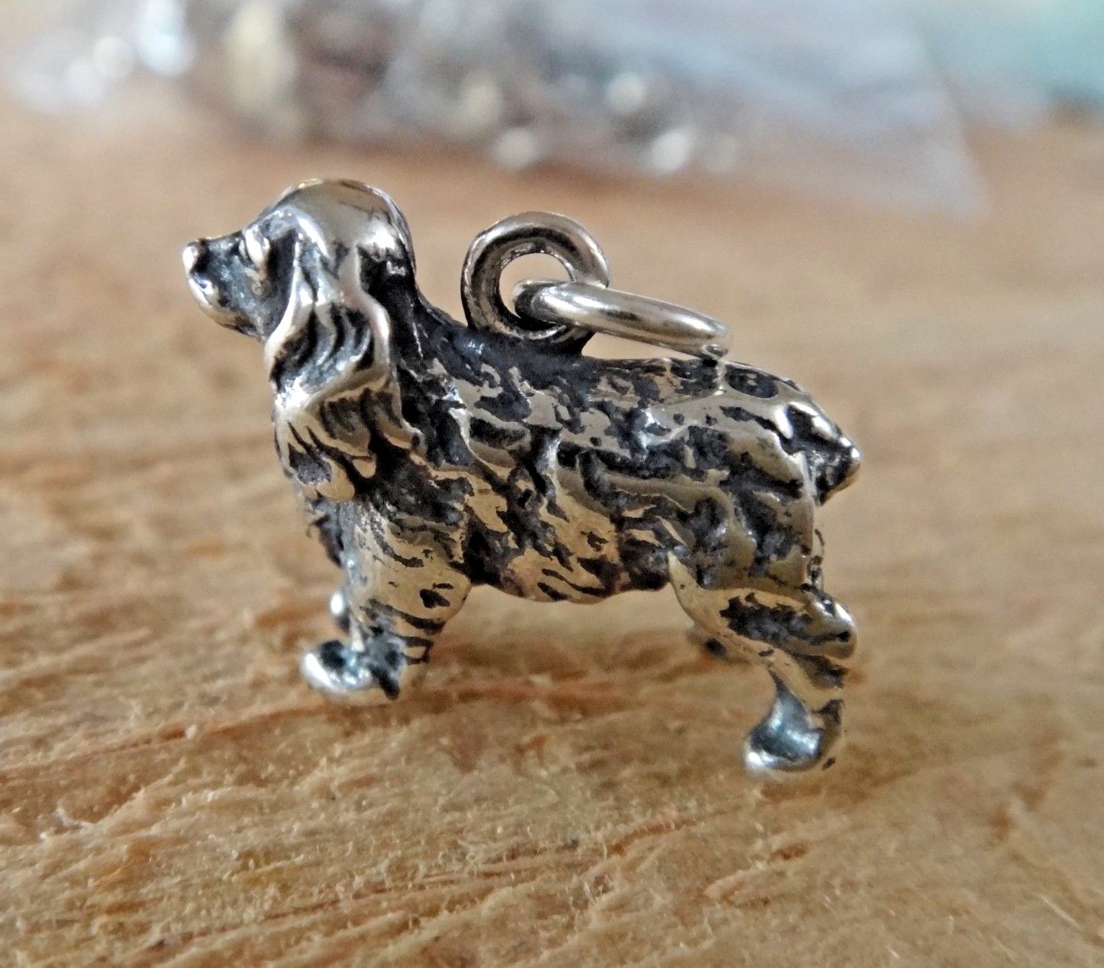 Sterling Silver 3D 12x15mm 3.5gram Solid Cocker Spaniel Dog Charm