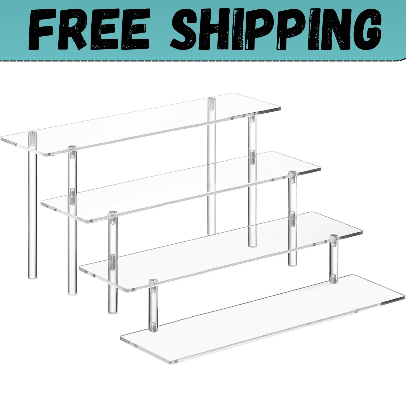4 Tier Acrylic Perfume Organizer Stand, Clear Display Risers for Perfume, Cologn