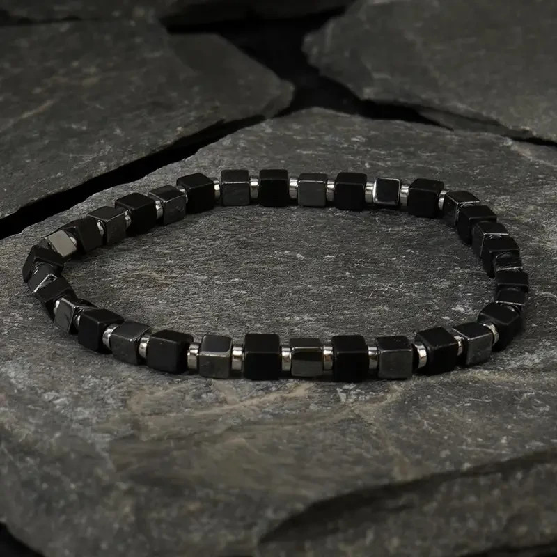 Genuine Hematite Protection Stretch Bracelet Healing Energy Balance Men Bracelet