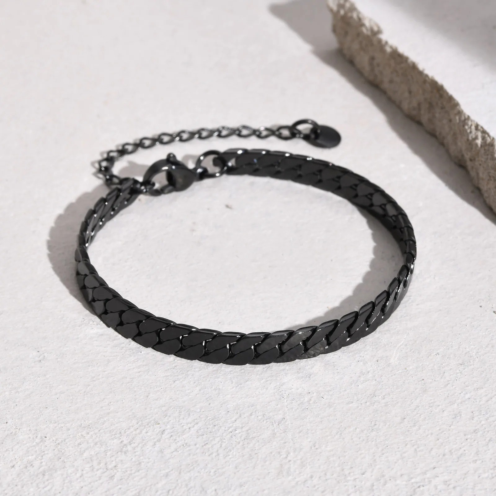 Flat Cuban Chain Bracelet Trendy Chain Links Wristband Classic Punk Jewelry Gift