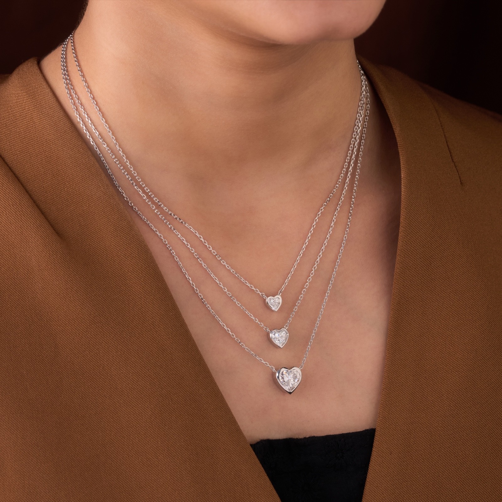 Heart cut Lab grown diamond pendant necklace | 925 sterling silver