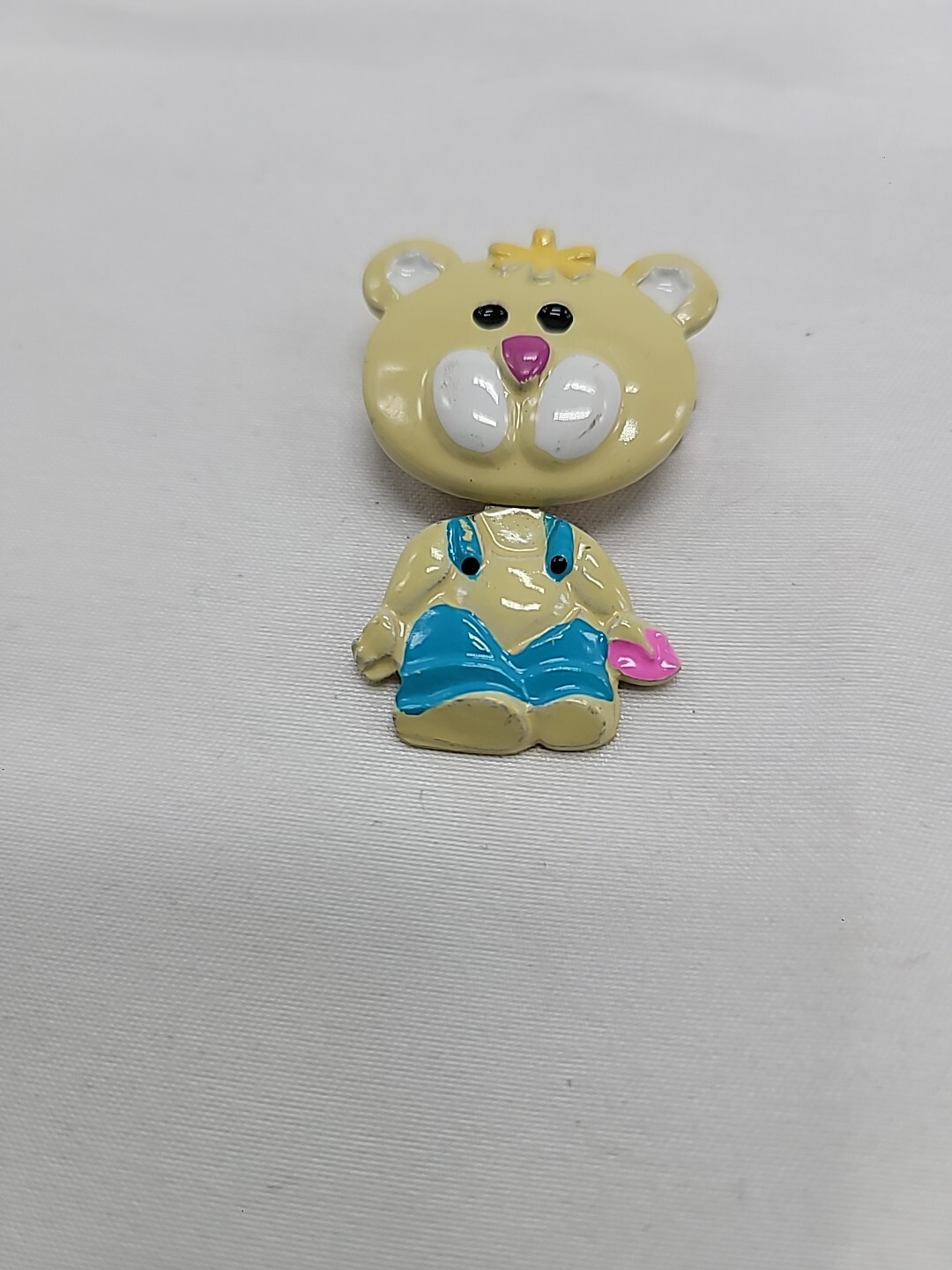 Vintage Enamel Bear Pin w/ Moveable Dangling Body, Made in Korea, 1.5” Tall Cute