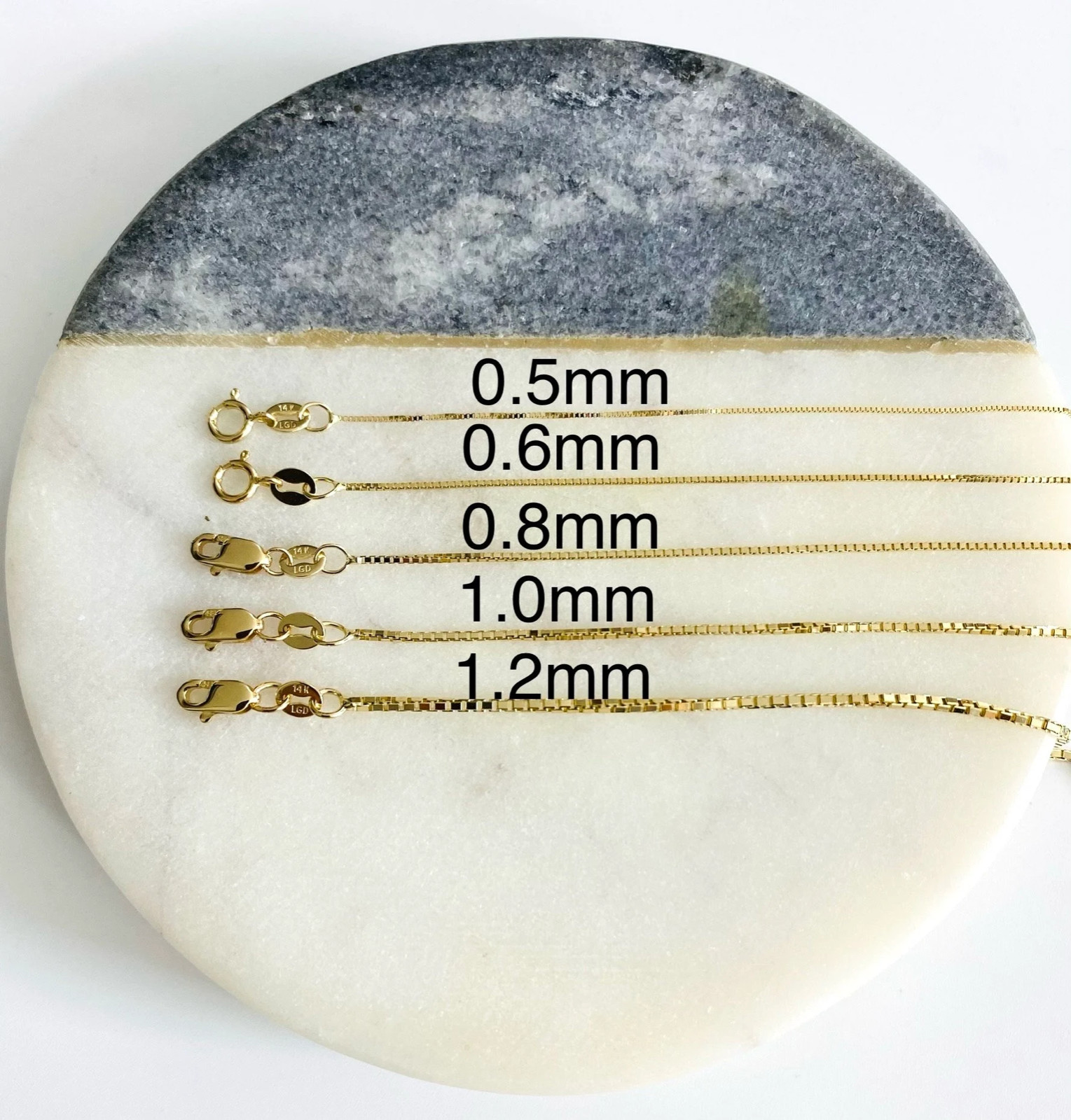 14K Solid Gold Box Chain Necklace – 14k Solid Gold Box Gold Chain – CH473