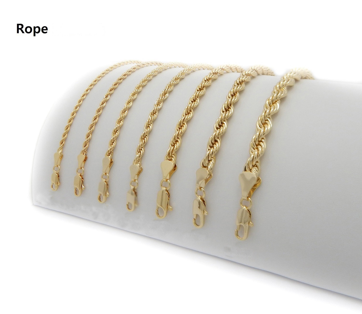 Mens Rope Chain Necklace 2.5mm 14k Gold Plated 18″, 20″, 22″, 24″, 26″, 30″ inch