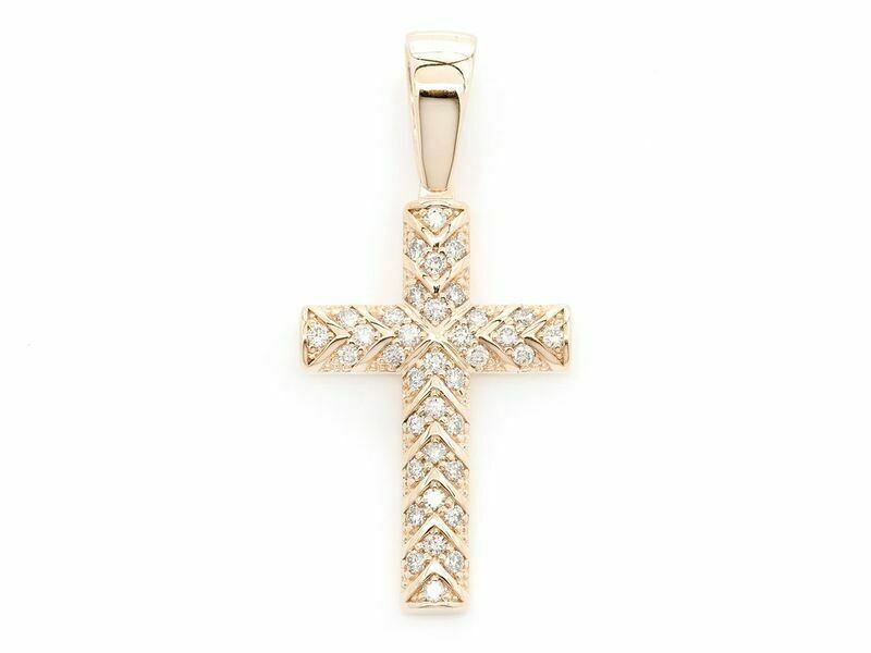 1.2 ct Created VVS1 Diamond Cross Pendant With Free Chain 14K Yellow Gold Over