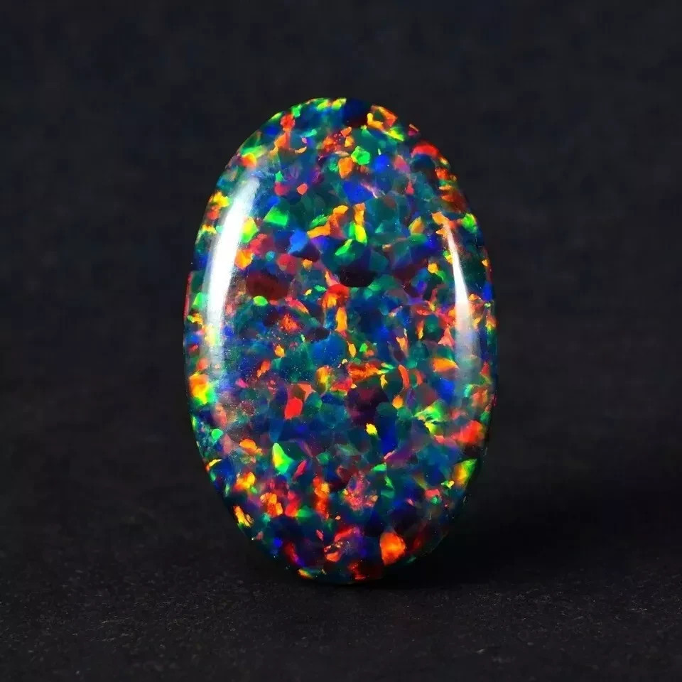 Natural Black Fire Opal Oval Cabochon 9.60 Ct AAA+ Australian LT Loose Gemstone