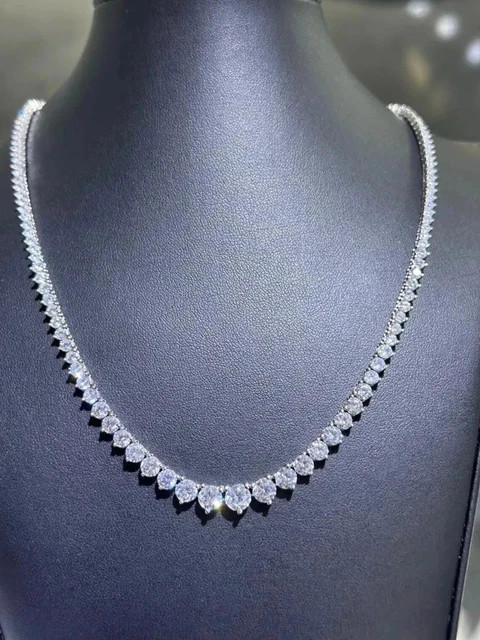 18Ct Round Cut Lab Created Diamond Women’s Tennis Necklace 14K White Gold Plated