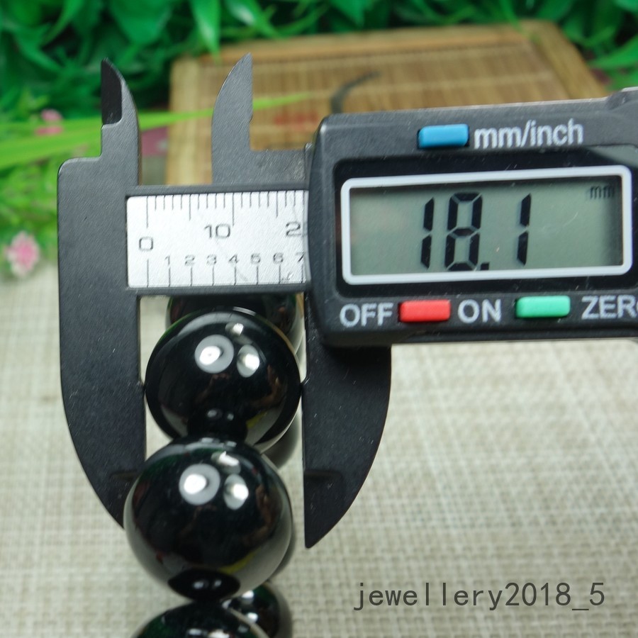 Certified Black Green Burma 100% natural A jadeite jade Bead Bracelets墨翠18mm圆珠手链