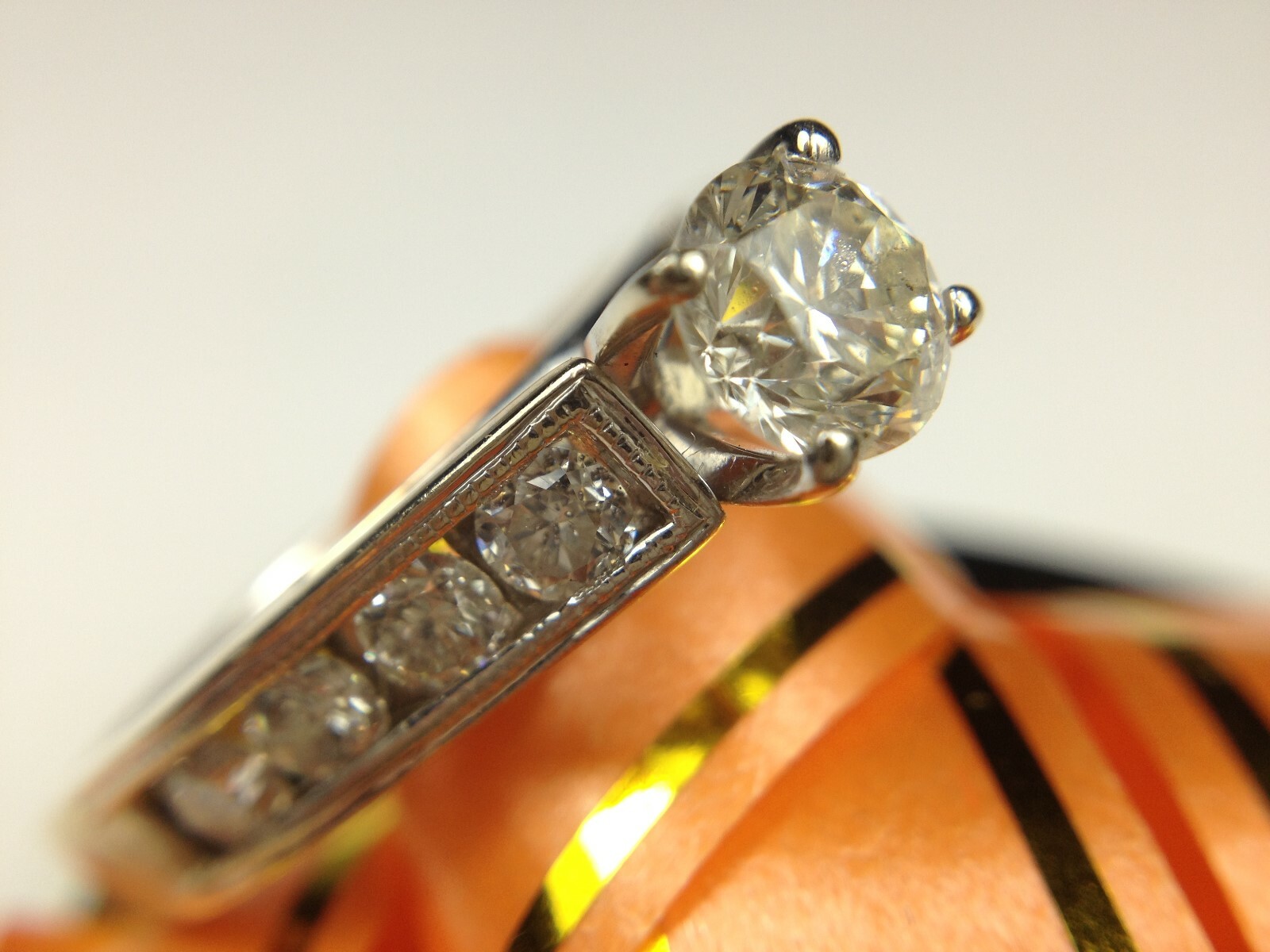 14KW gold 1ct tw diamond engagement ring, 0.52 carat center,#15142