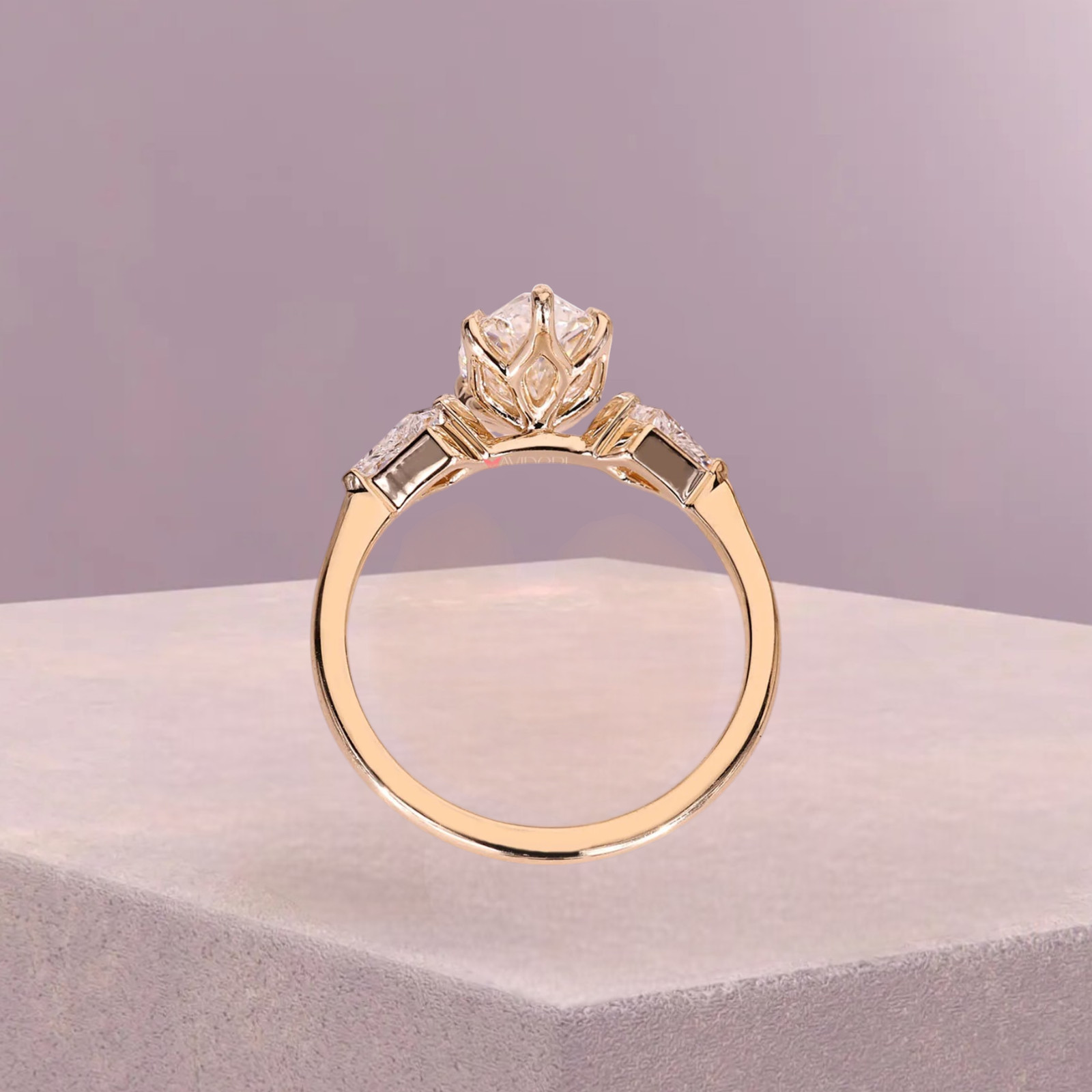 IGI Certified Lab Grown Diamond Engagement Ring 18k Yellow Gold 3.30 Ct Marquise