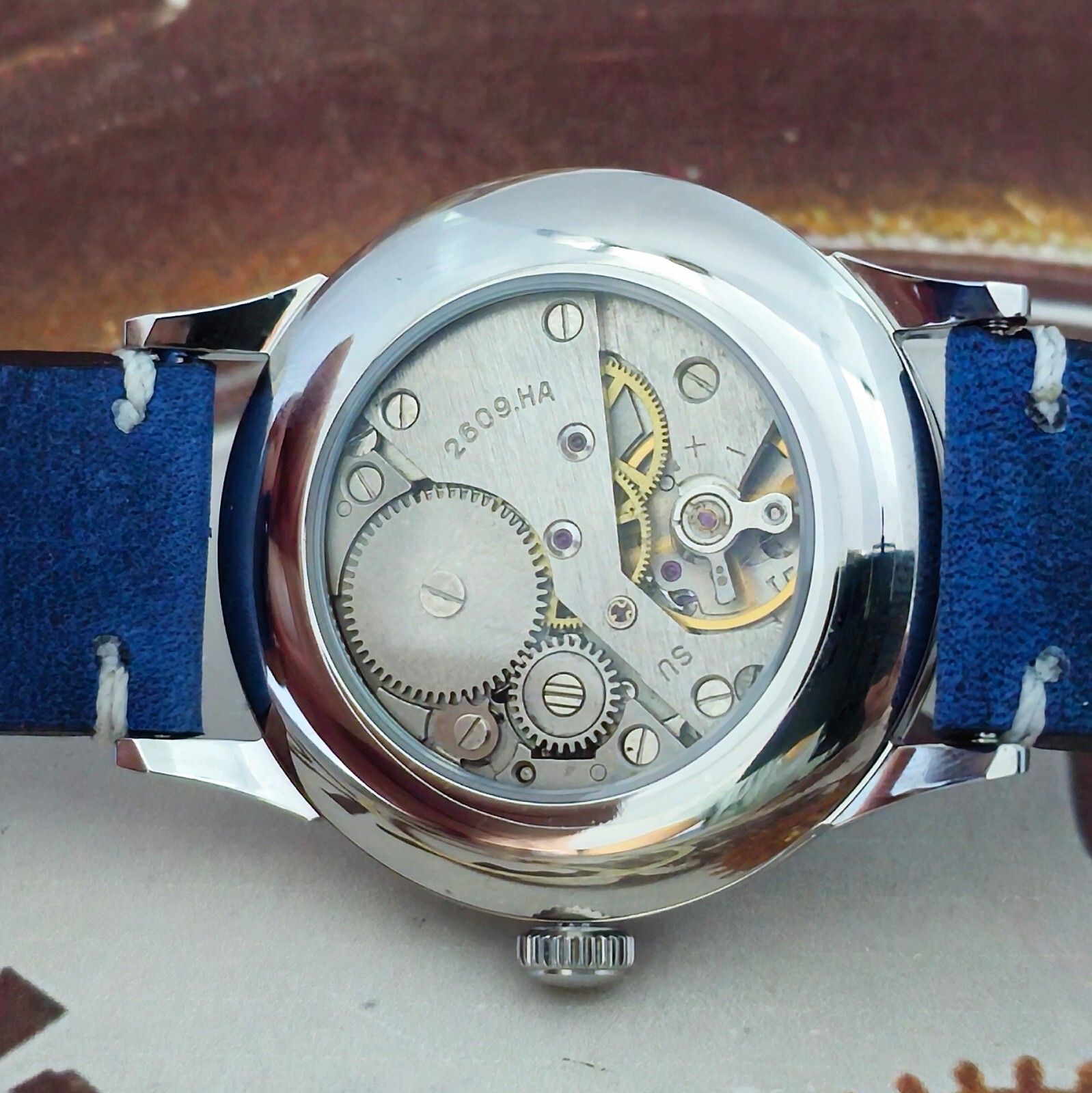 Vintage Watch USSR RAKETA Big Zero Blue Dial Wristwatch Mechanism 2609.HA 19J