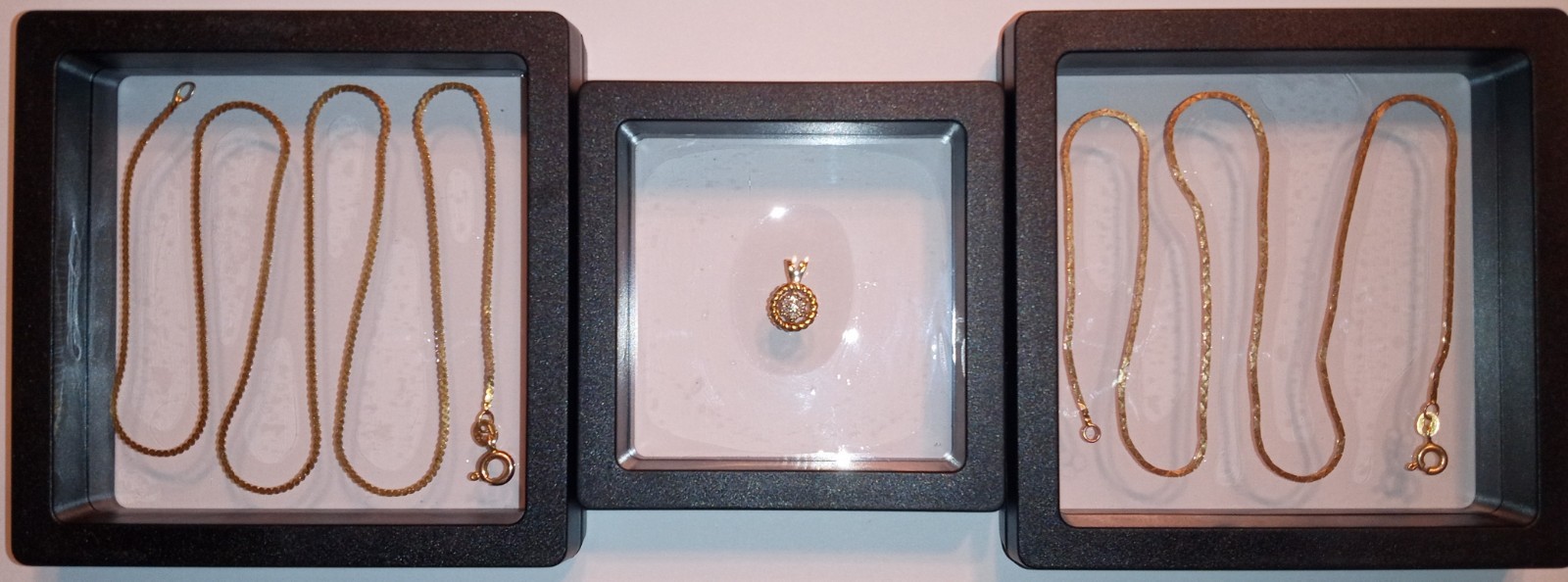 Vintage 14K Gold Necklace Lot 2pc Italy UnoAerre Aurea & Silmar Chains Pendant