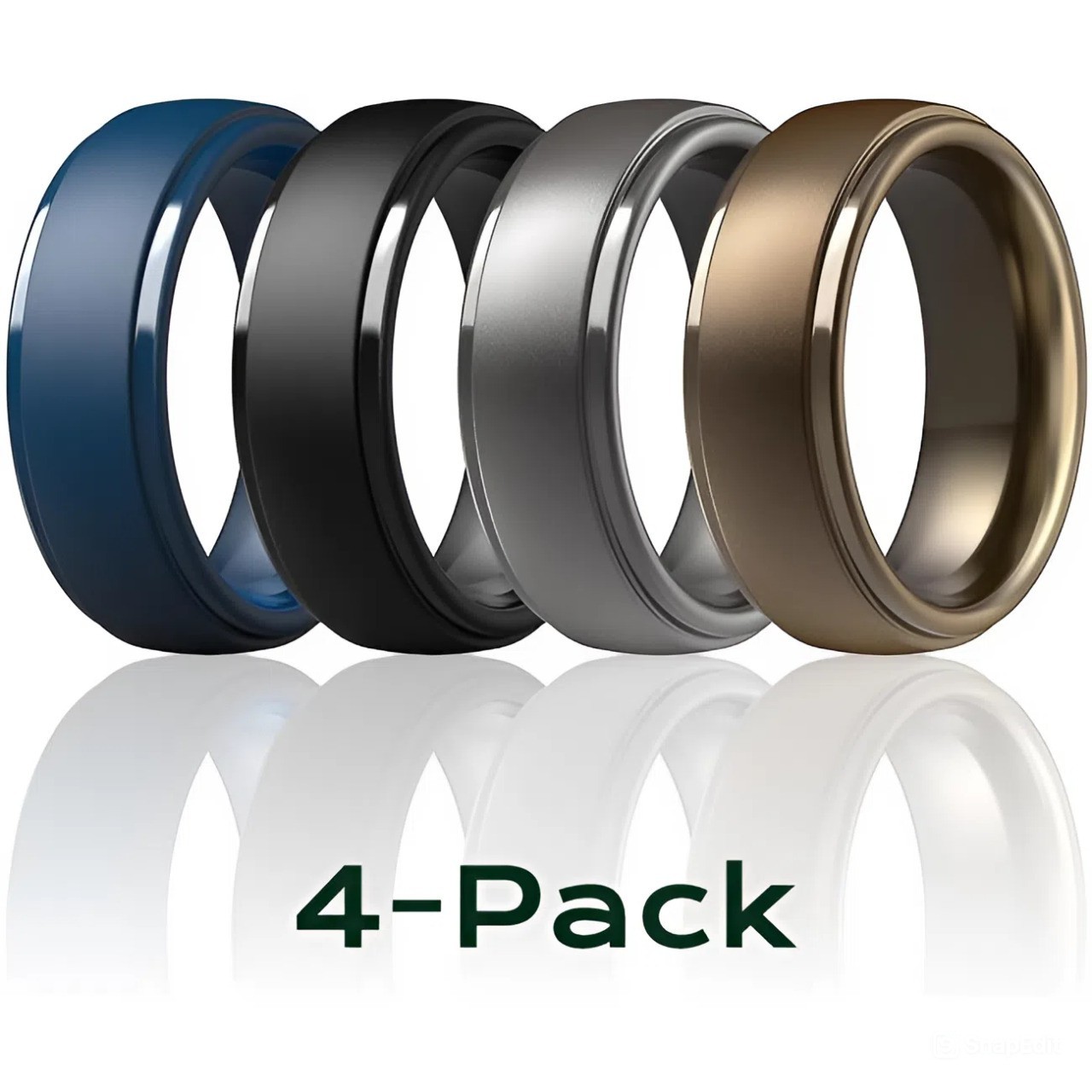 4-Pack Silicone Ring Flexible Waterproof Wedding Sports Rubber Engagement Bands