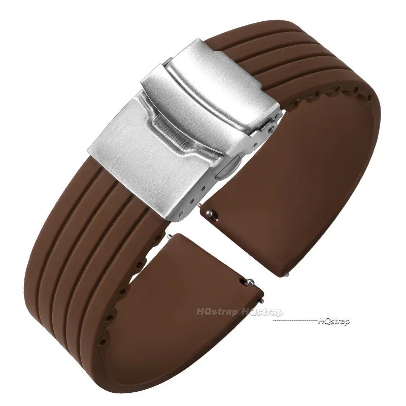 Silicone Rubber Watch Strap Band Waterproof Deployment Clasp 18mm 20mm 22mm 24mm