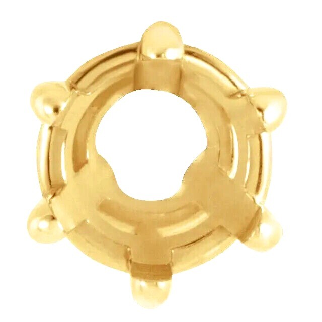 14K Solid Yellow Gold Slide Pendant Setting Round Solitaire 6 Prong 4mm-6.5mm