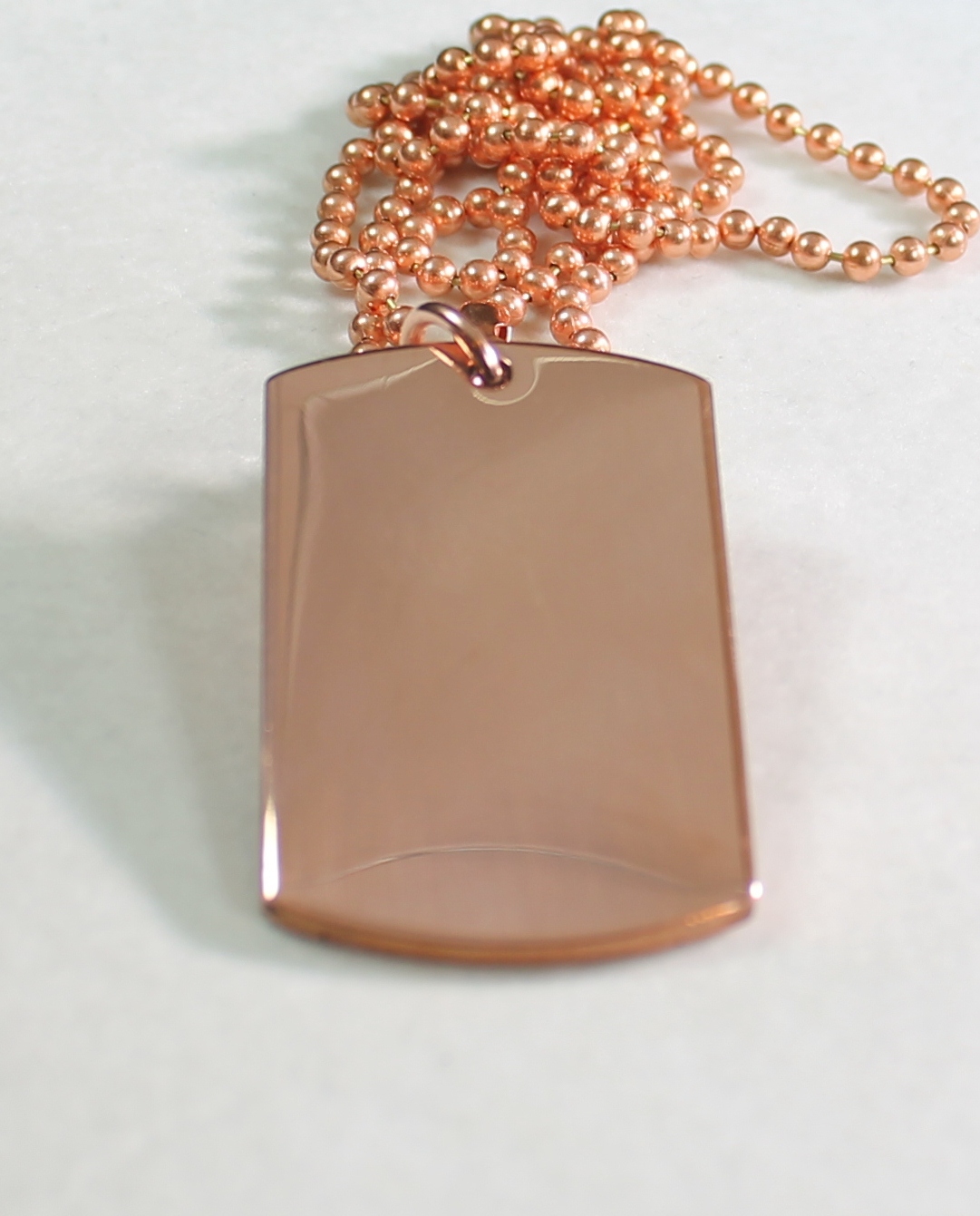 SOLID PURE COPPER HEAVY DUTY POLISHED DOG TAG NECKLACE PENDANT FREE ENGRAVE