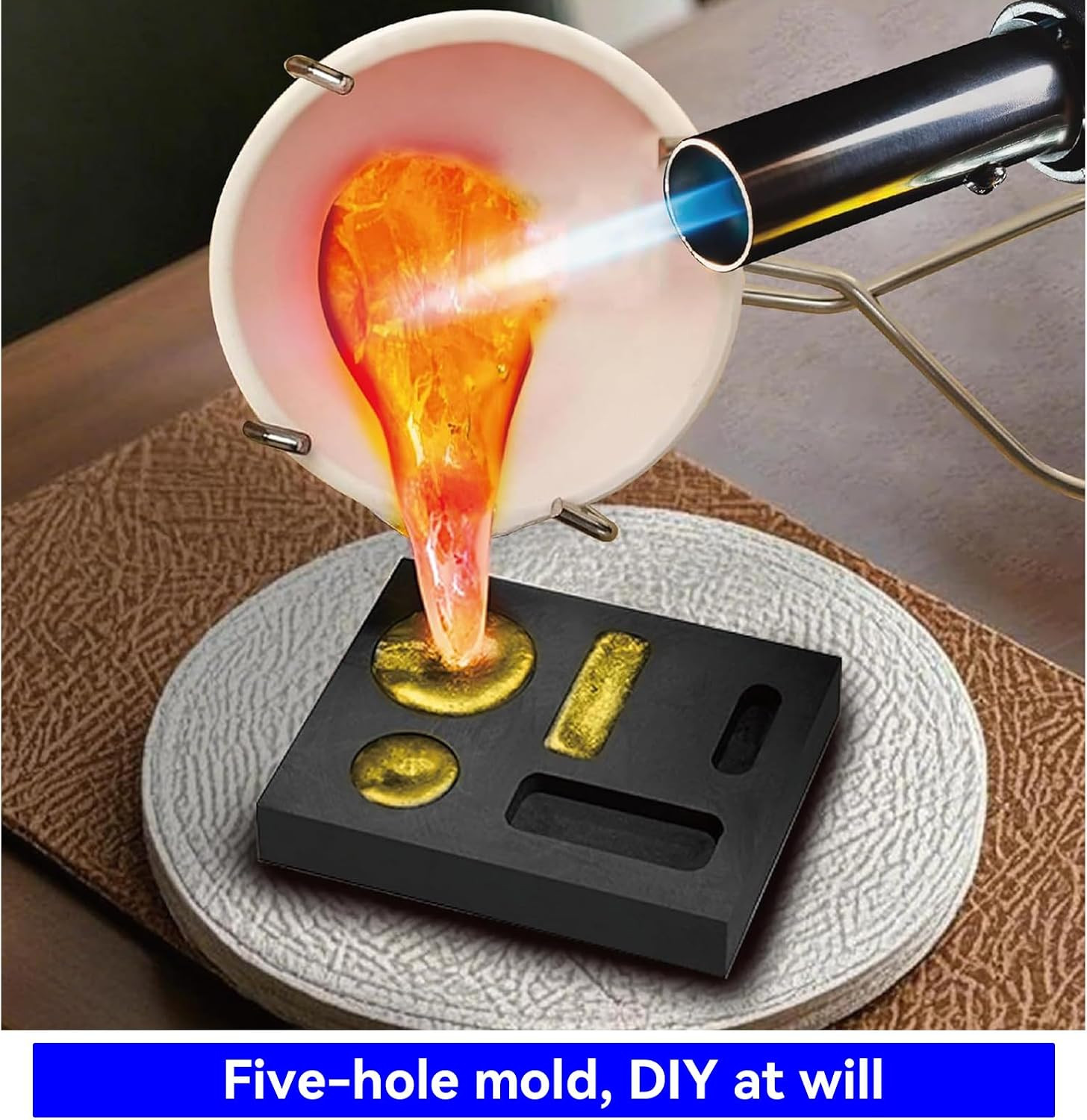 9 Pieces Graphite Torch Melting Casting Kit, Including Casting Ingot Mould, Grap