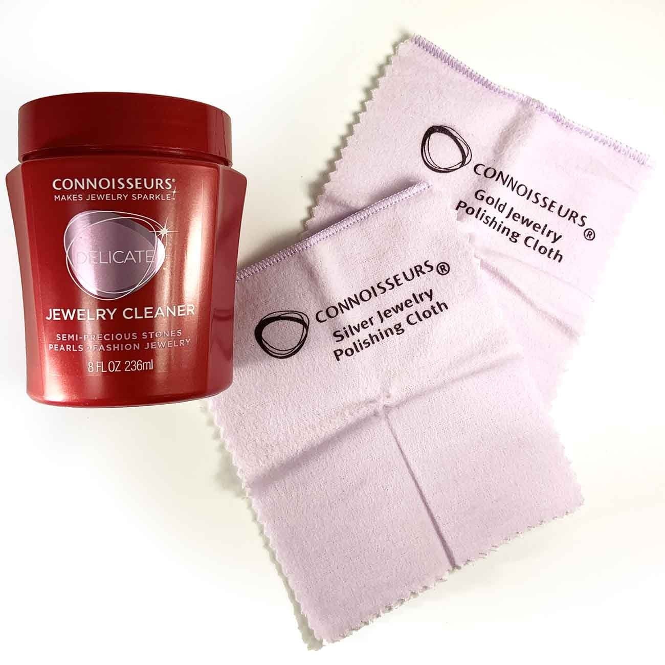 Connoisseurs All-Purpose Jewelry Cleaning Kit with Cleaner Solution and Polishin